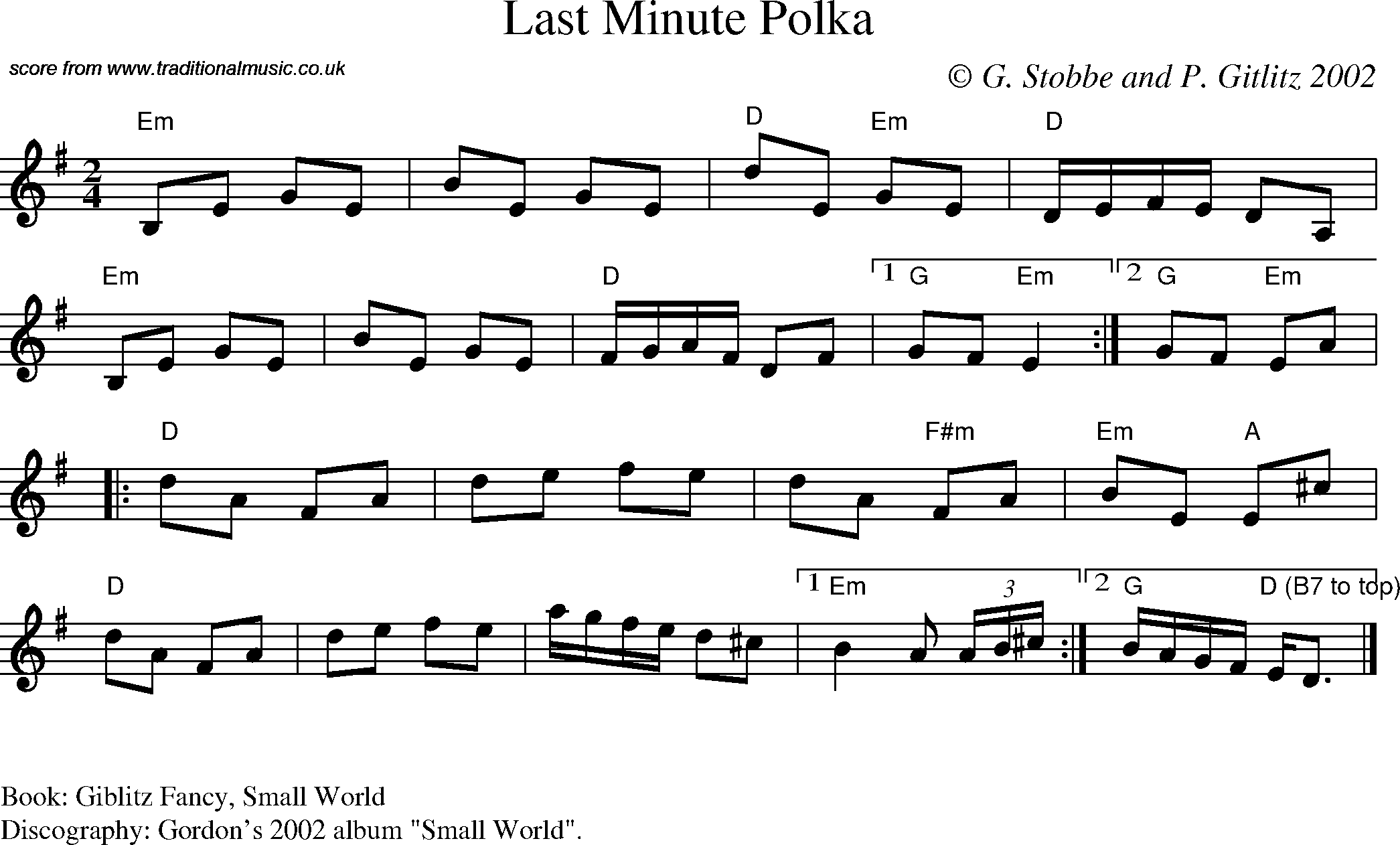 Sheet Music Score for Polka - Last Minute Polka