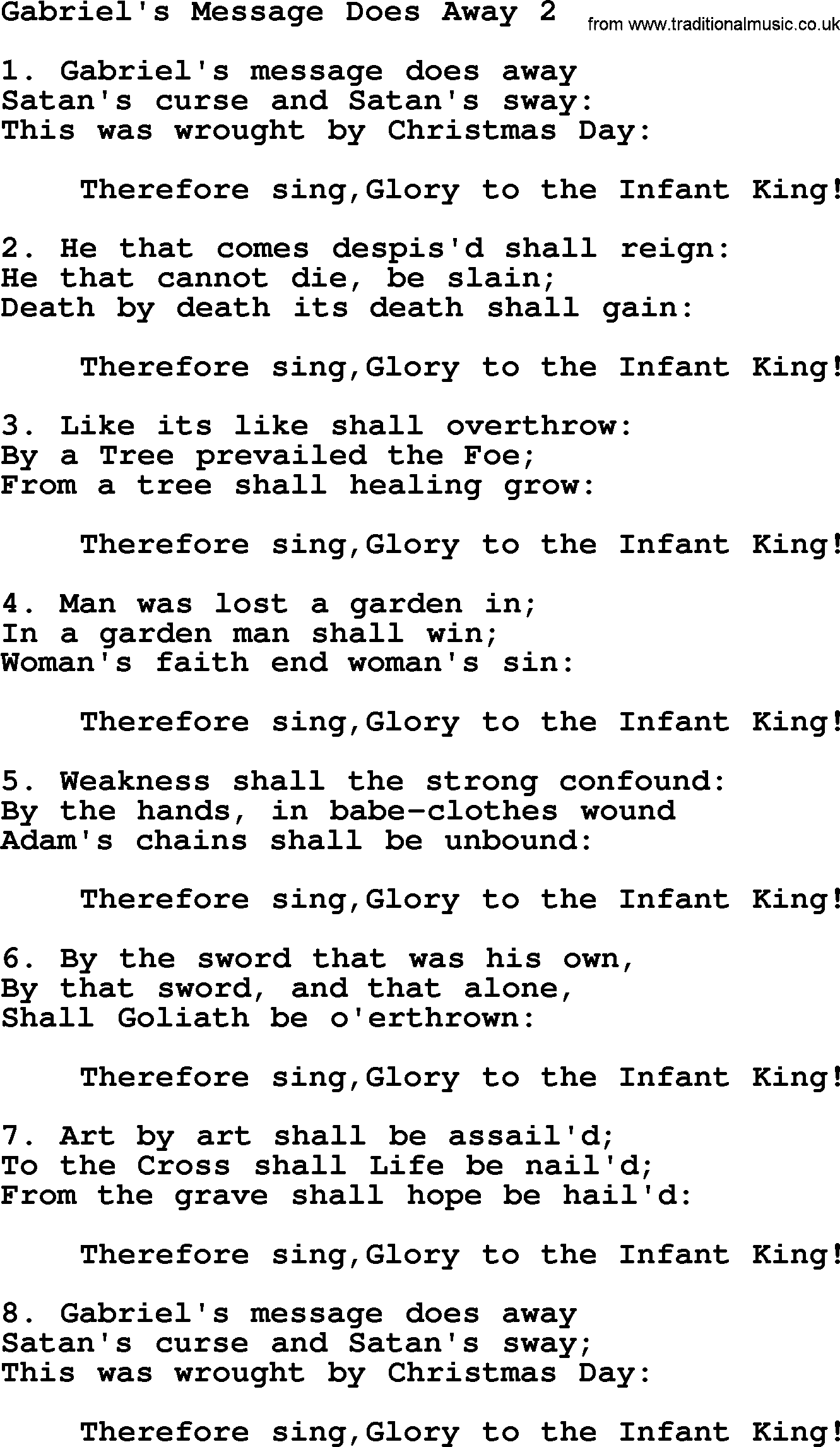 Advent Hymns, Hymn: Gabriel's Message Does Away 2, lyrics with PDF