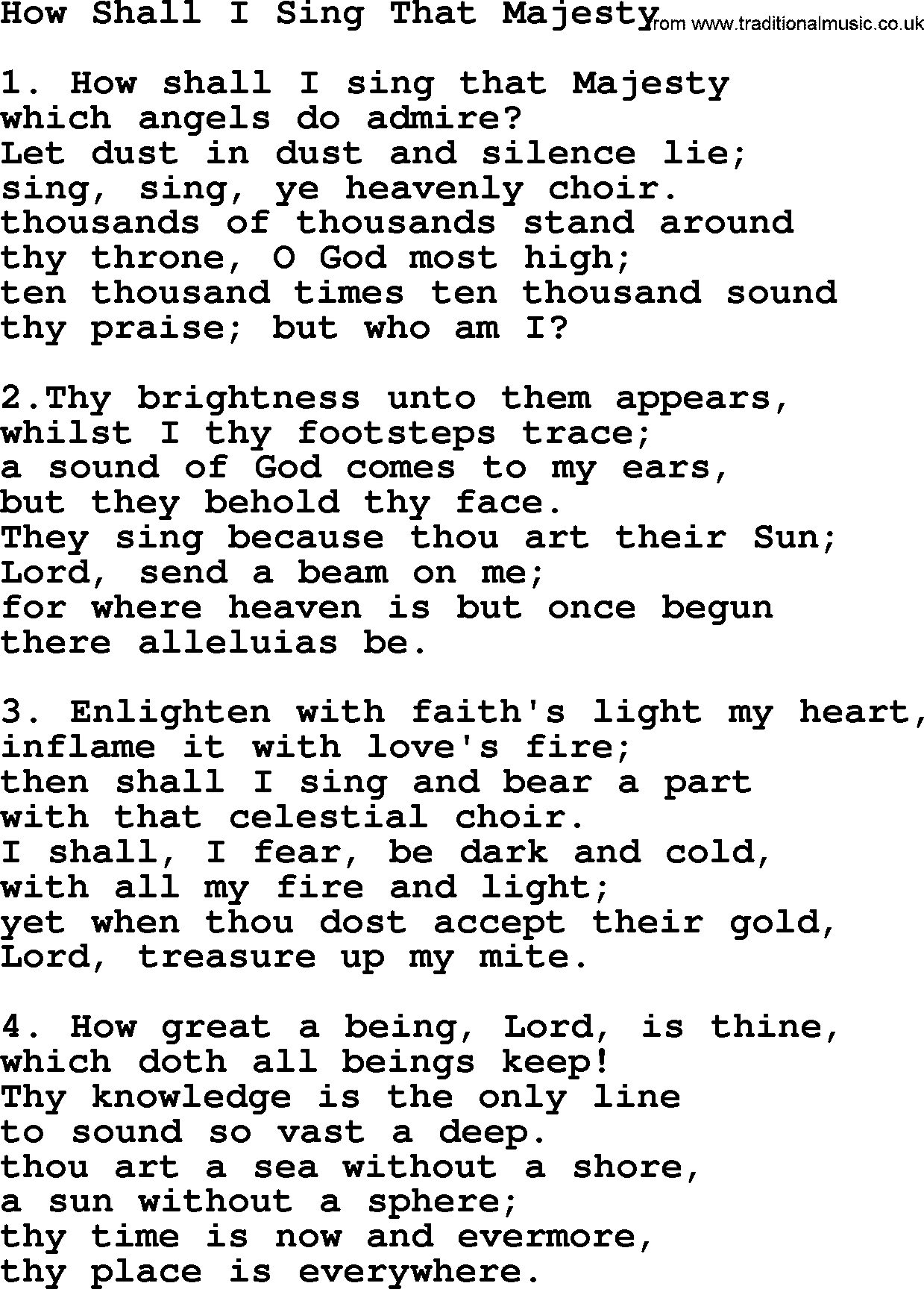 Advent Hymns, Hymn: How Shall I Sing That Majesty, lyrics with PDF