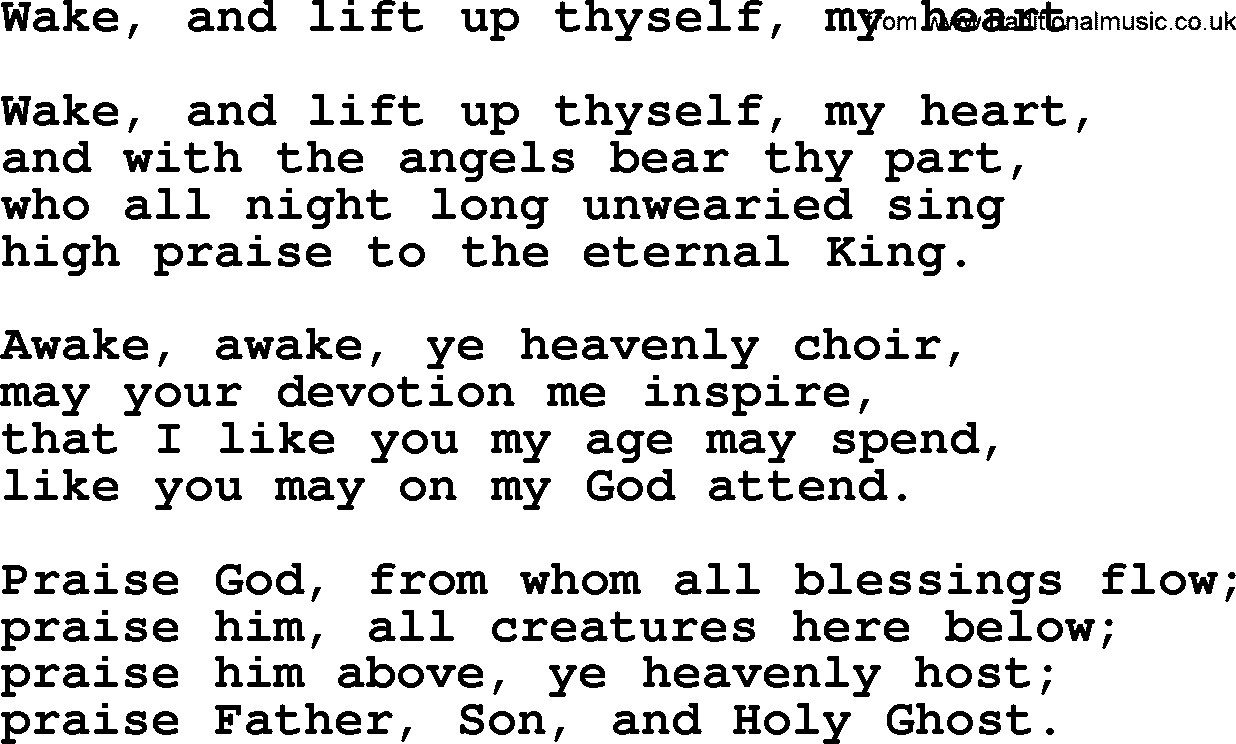 Advent Hymns, Hymn: Wake, And Lift Up Thyself, My Heart, lyrics with PDF