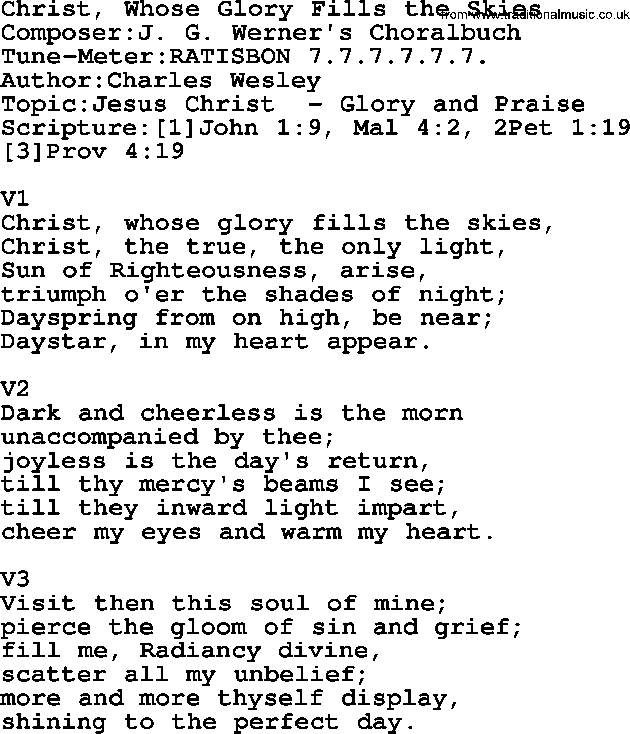 Adventist Hynms collection, Hymn: Christ, Whose Glory Fills The Skies, lyrics with PDF