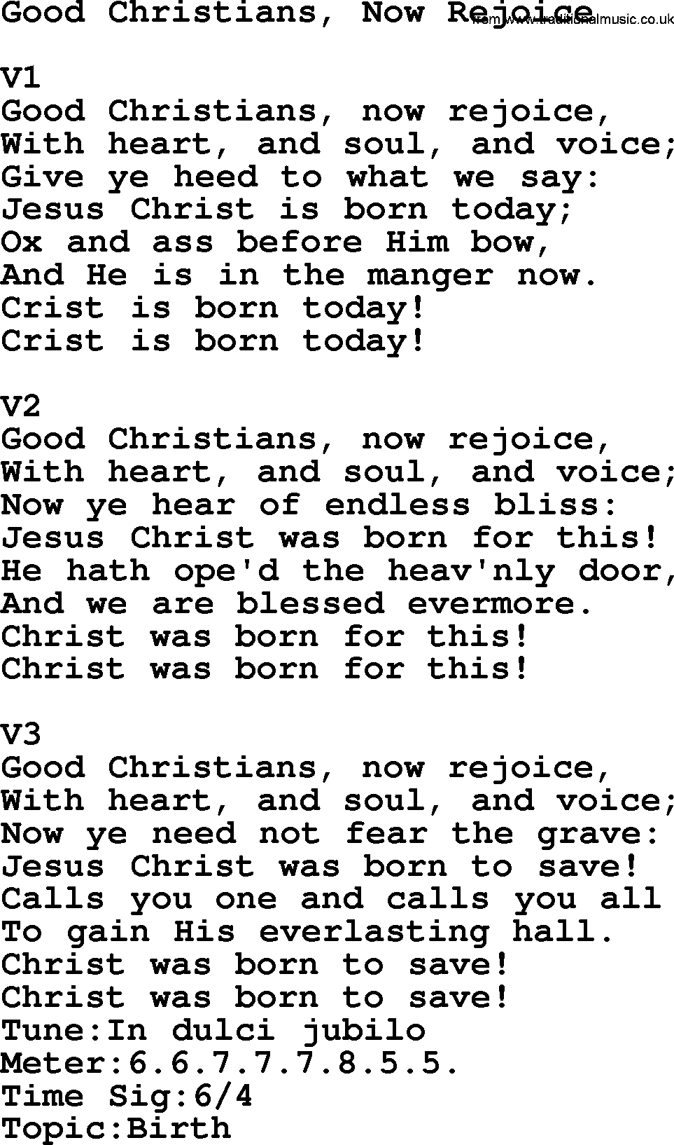 Adventist Hynms collection, Hymn: Good Christians, Now Rejoice, lyrics with PDF