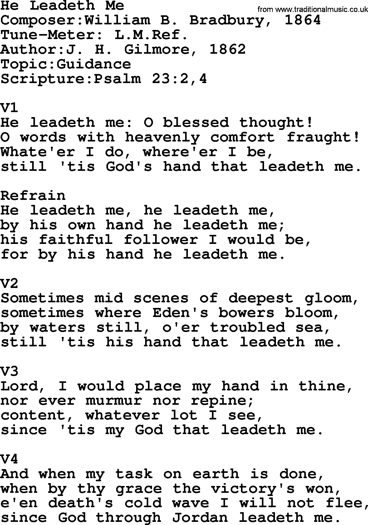 Adventist Hynms collection, Hymn: He Leadeth Me, lyrics with PDF