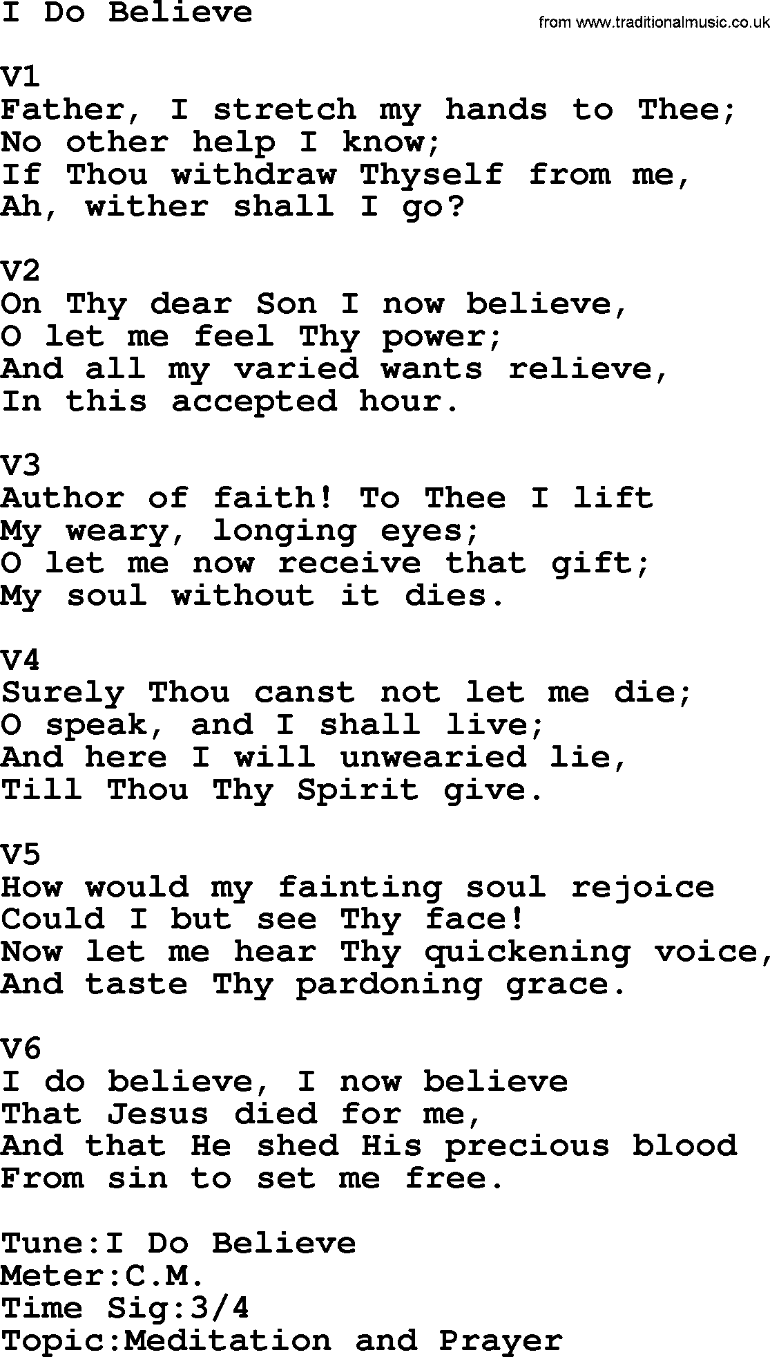 Adventist Hynms collection, Hymn: I Do Believe, lyrics with PDF