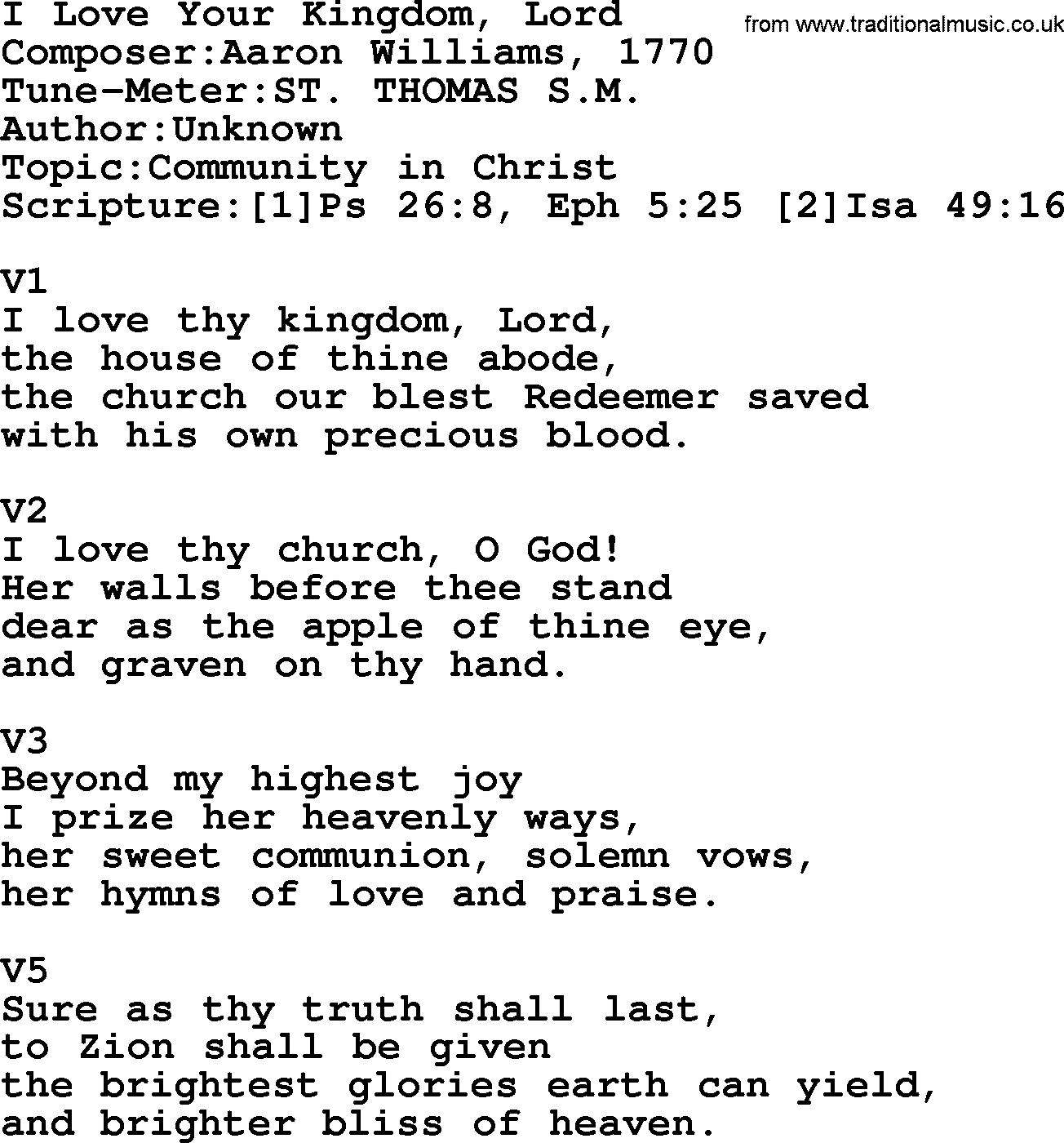 Adventist Hynms collection, Hymn: I Love Your Kingdom, Lord, lyrics with PDF