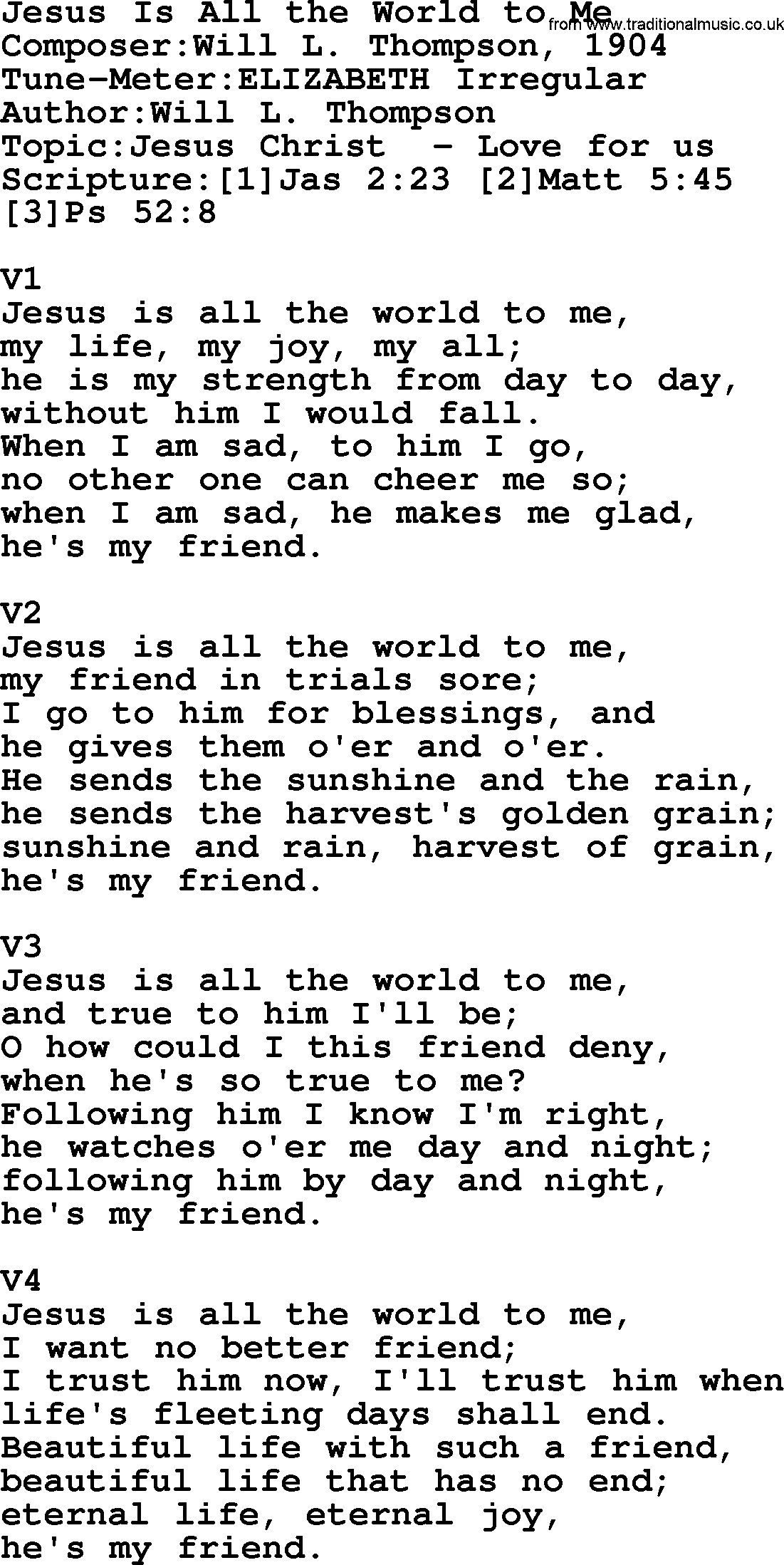 Adventist Hynms collection, Hymn: Jesus Is All The World To Me, lyrics with PDF