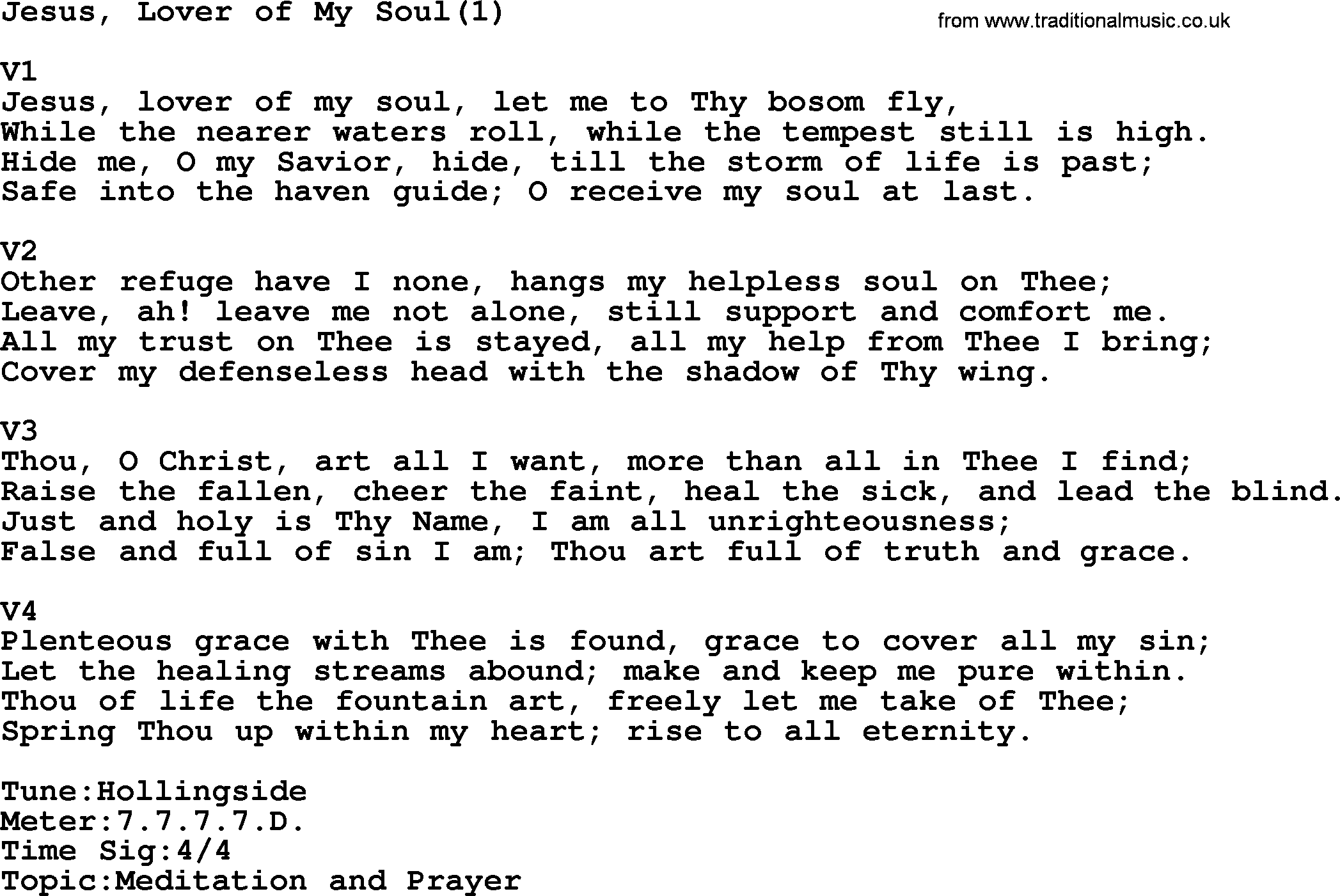 Adventist Hynms collection, Hymn: Jesus, Lover Of My Soul(1), lyrics with PDF