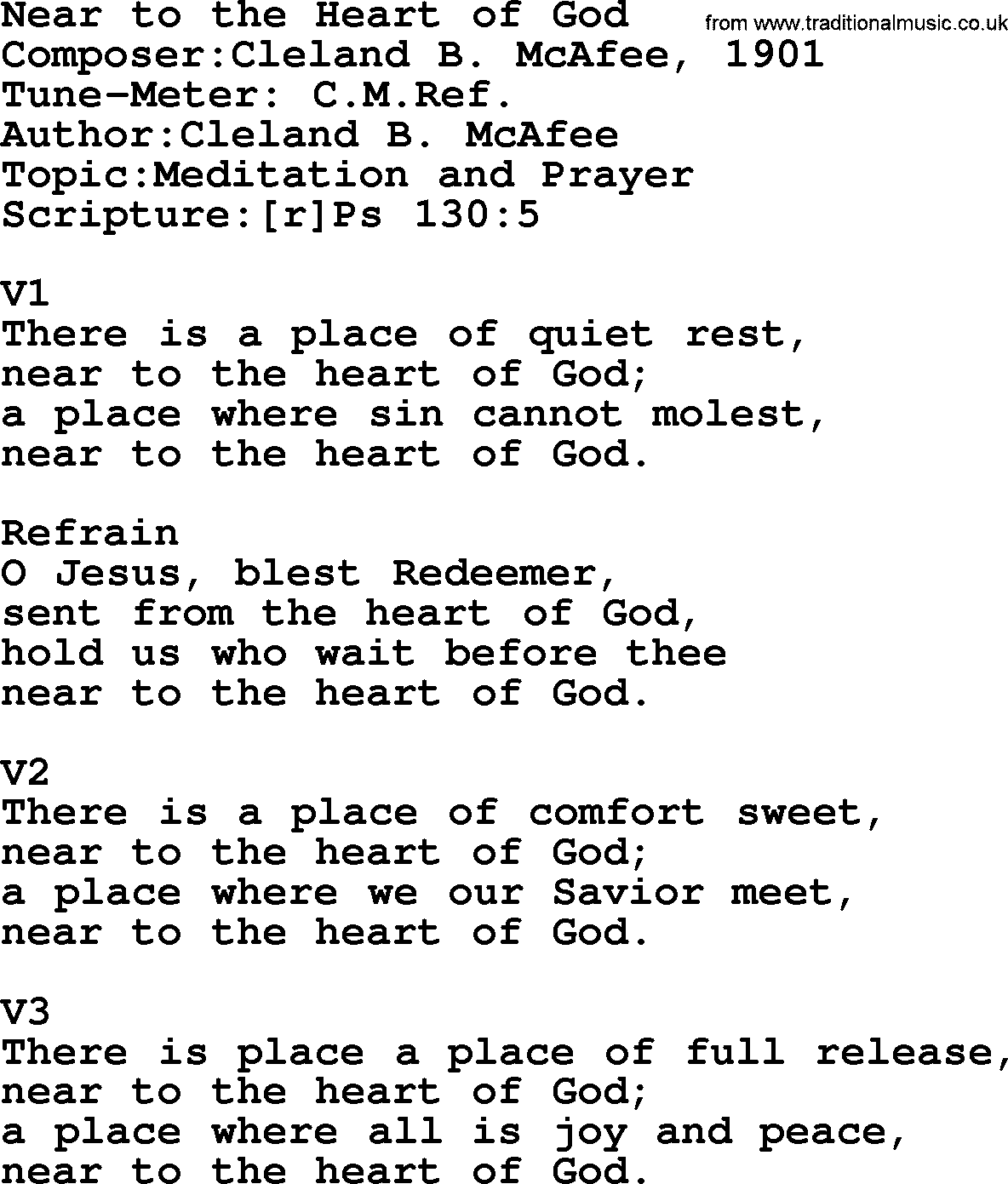 Adventist Hynms collection, Hymn: Near To The Heart Of God, lyrics with PDF