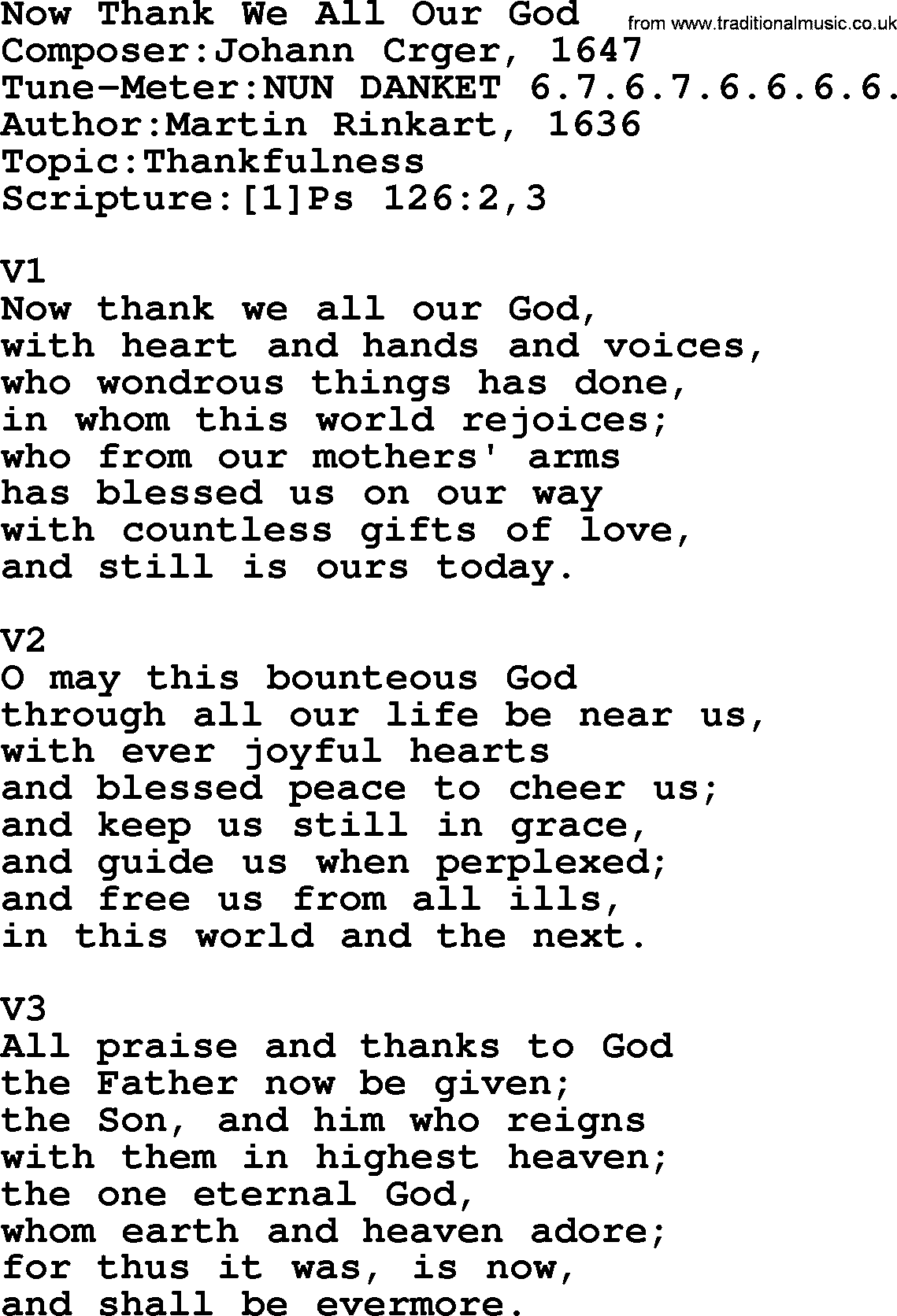 Adventist Hynms collection, Hymn: Now Thank We All Our God, lyrics with PDF