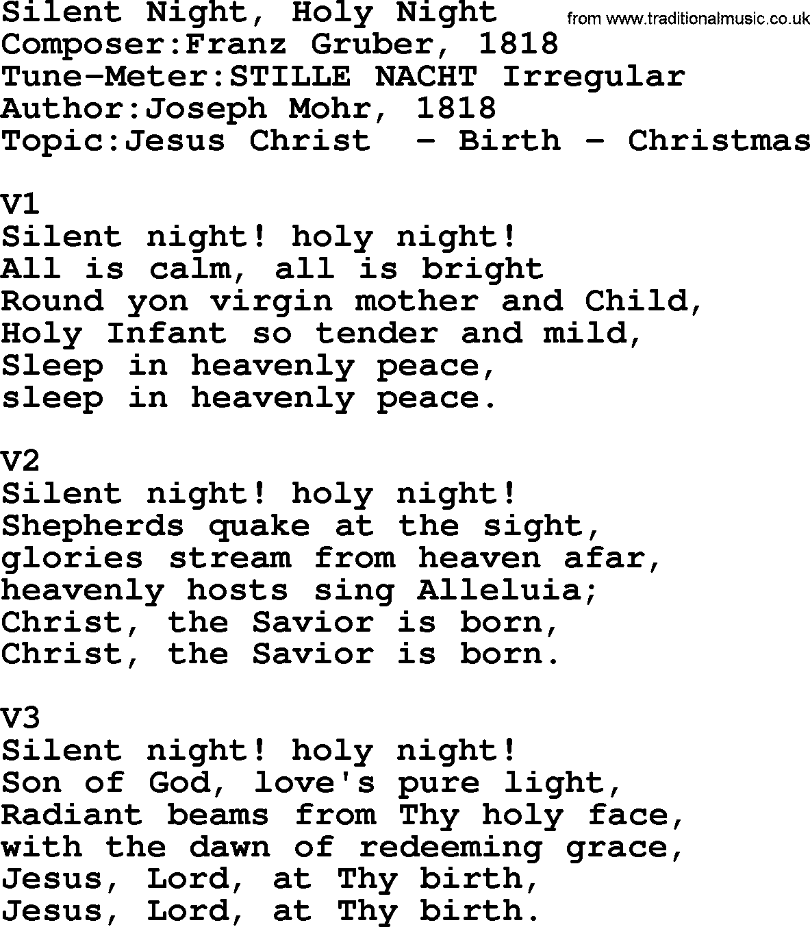 Adventist Hynms collection, Hymn: Silent Night, Holy Night, lyrics with PDF