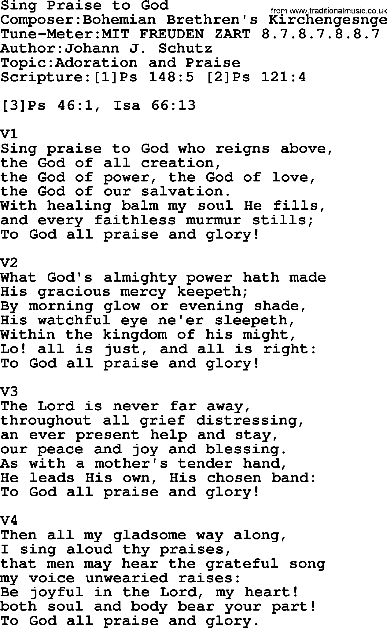 Adventist Hynms collection, Hymn: Sing Praise To God, lyrics with PDF