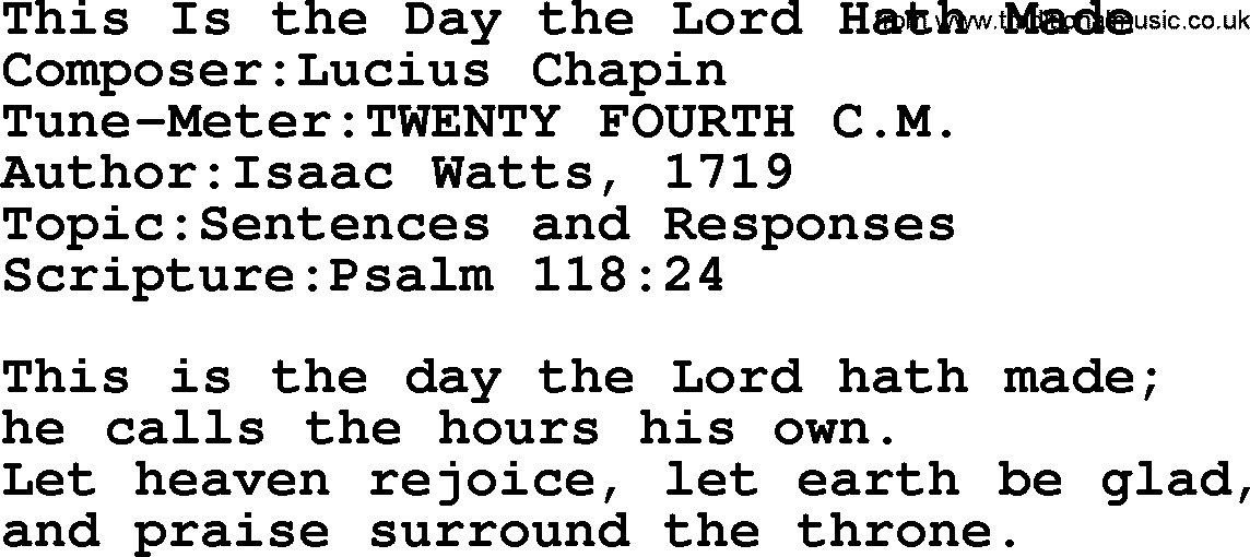 Adventist Hynms collection, Hymn: This Is The Day The Lord Hath Made, lyrics with PDF