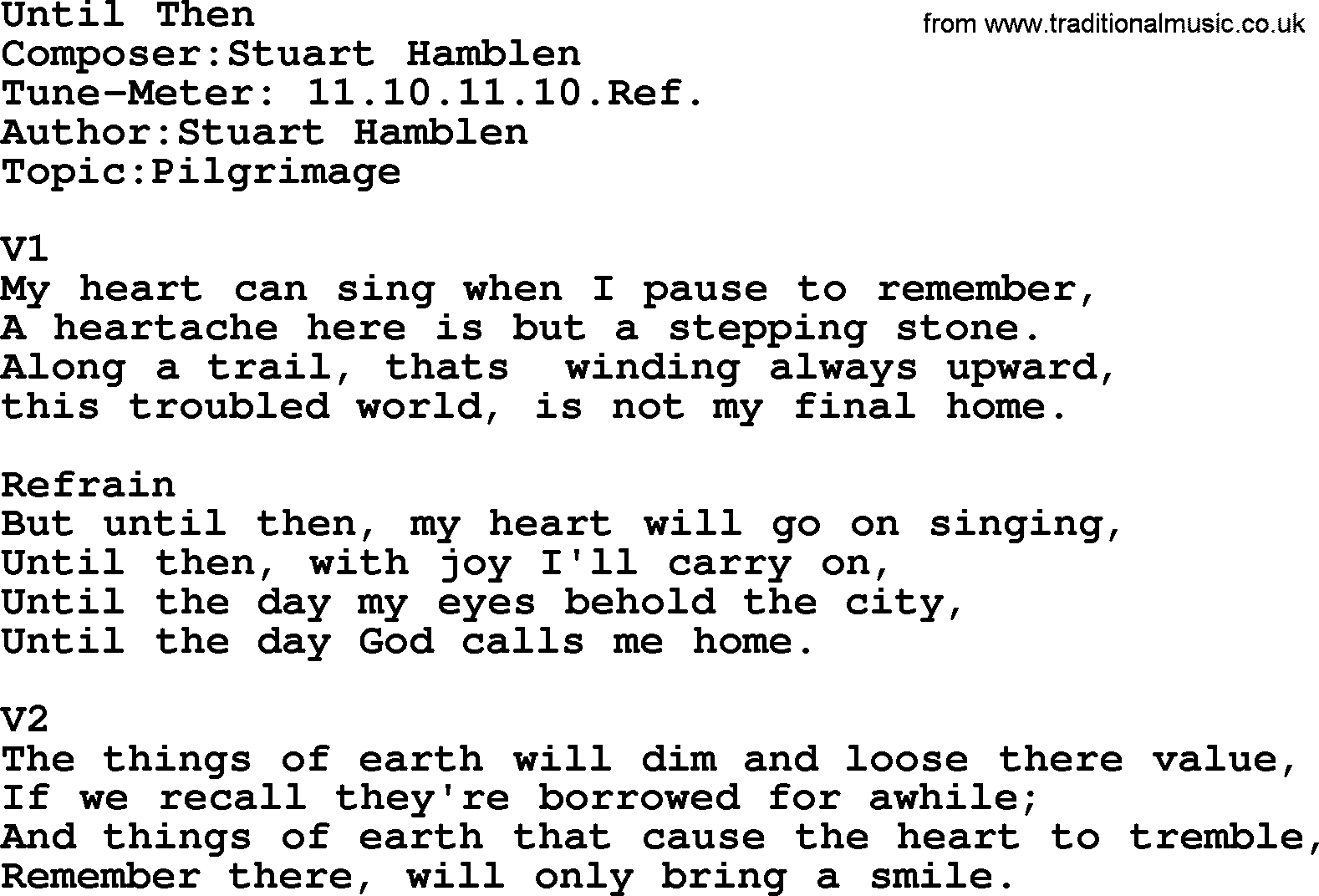 Adventist Hynms collection, Hymn: Until Then, lyrics with PDF
