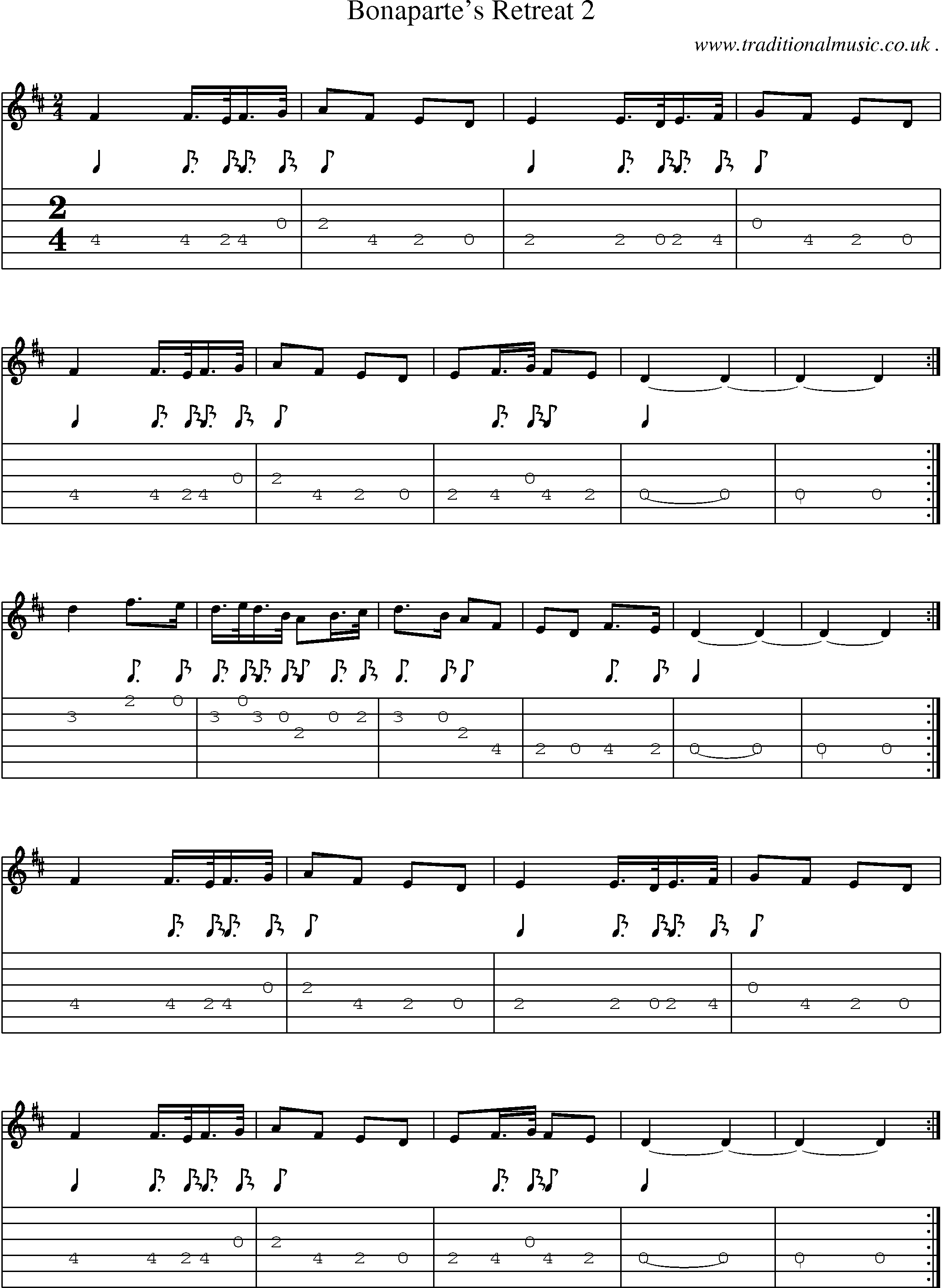 Music Score and Guitar Tabs for Bonapartes Retreat 2