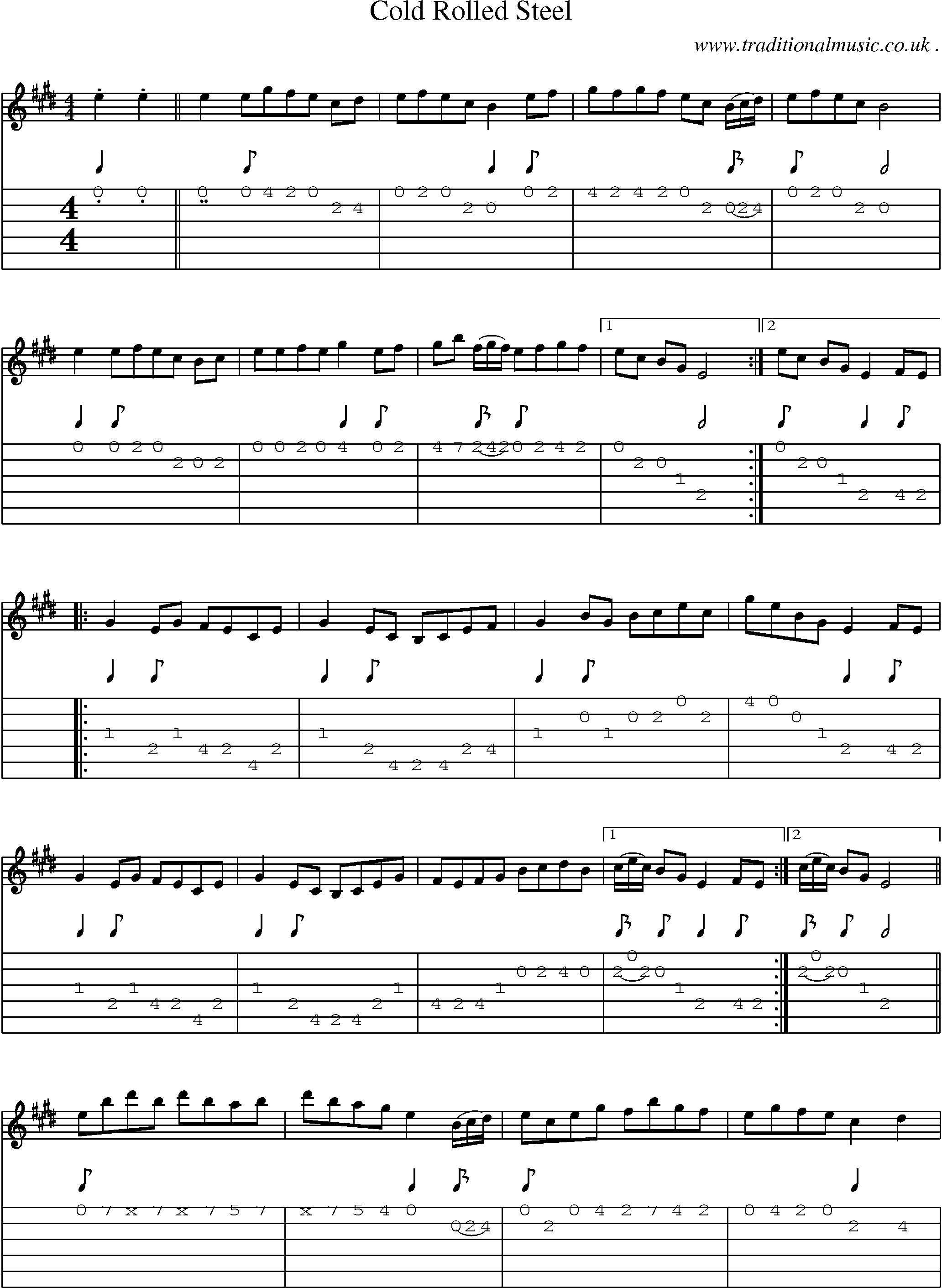 Music Score and Guitar Tabs for Cold Rolled Steel