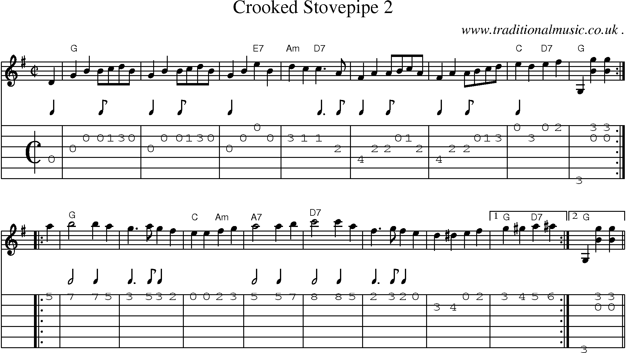 Music Score and Guitar Tabs for Crooked Stovepipe 2