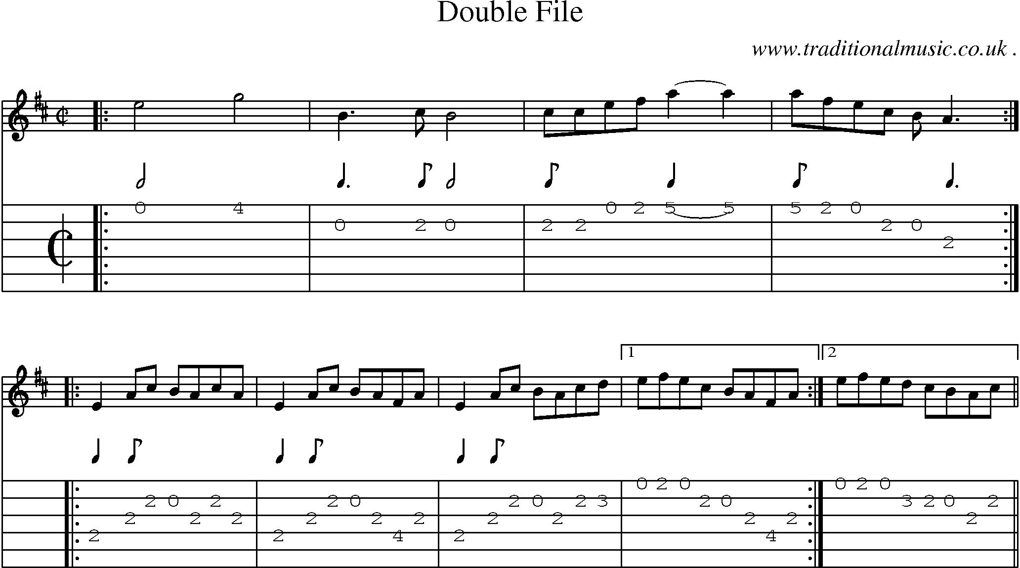 Music Score and Guitar Tabs for Double File