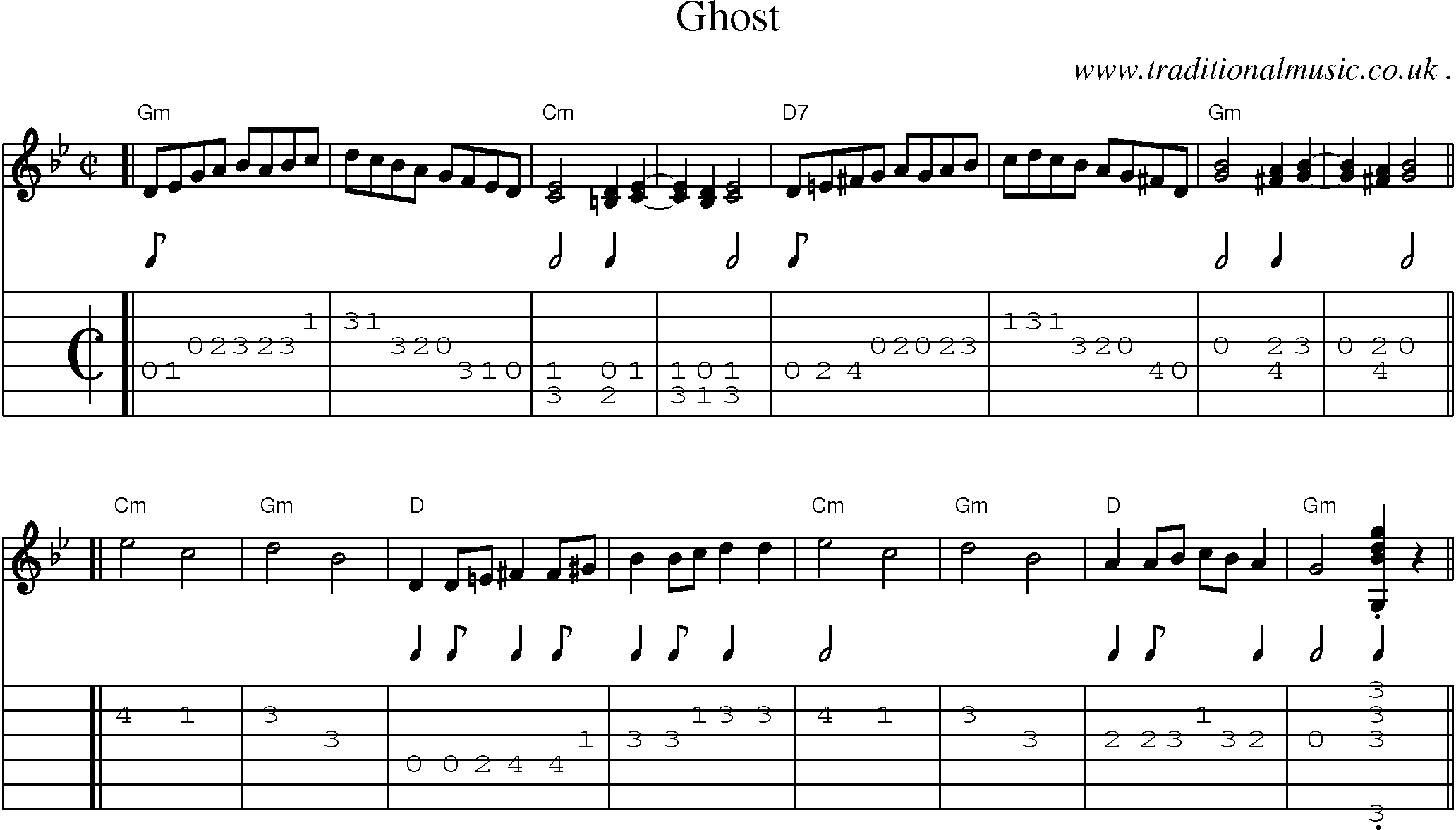 Music Score and Guitar Tabs for Ghost