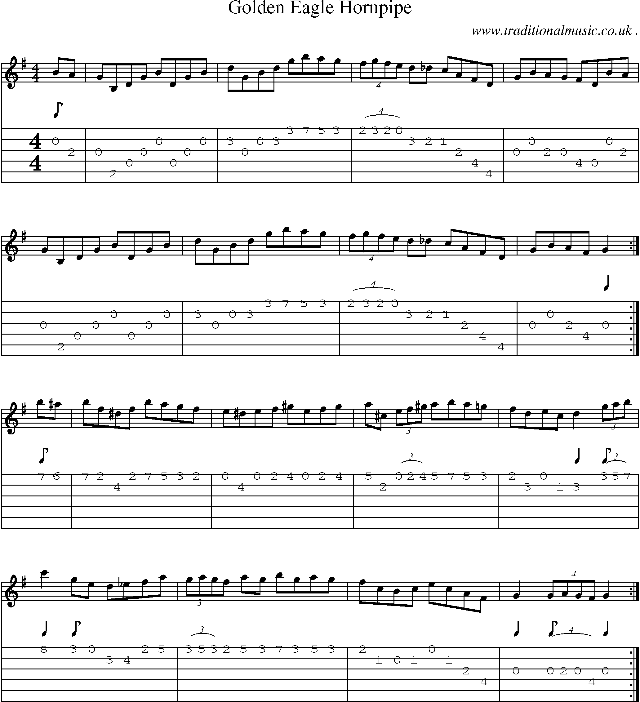 Music Score and Guitar Tabs for Golden Eagle Hornpipe