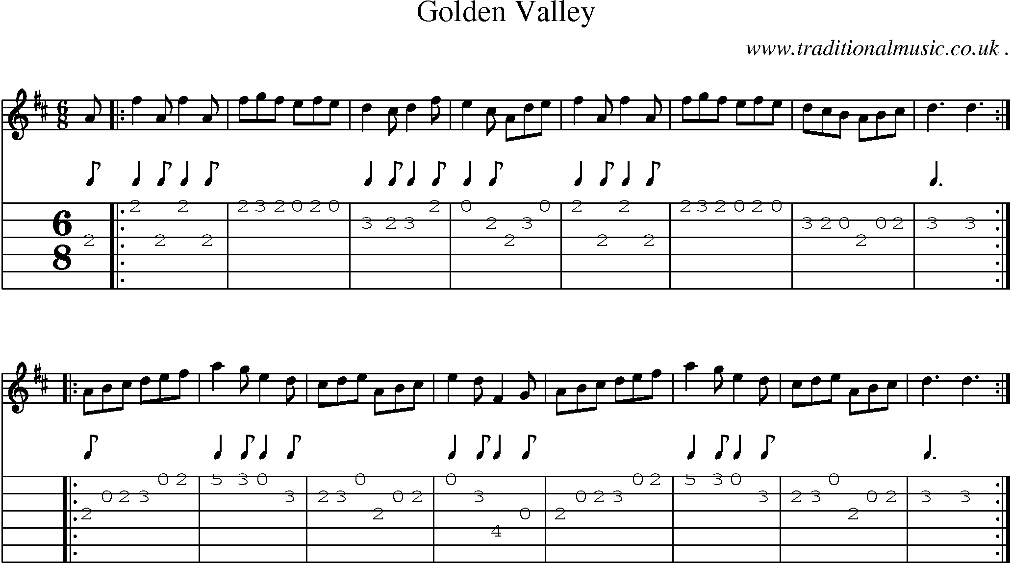 Music Score and Guitar Tabs for Golden Valley