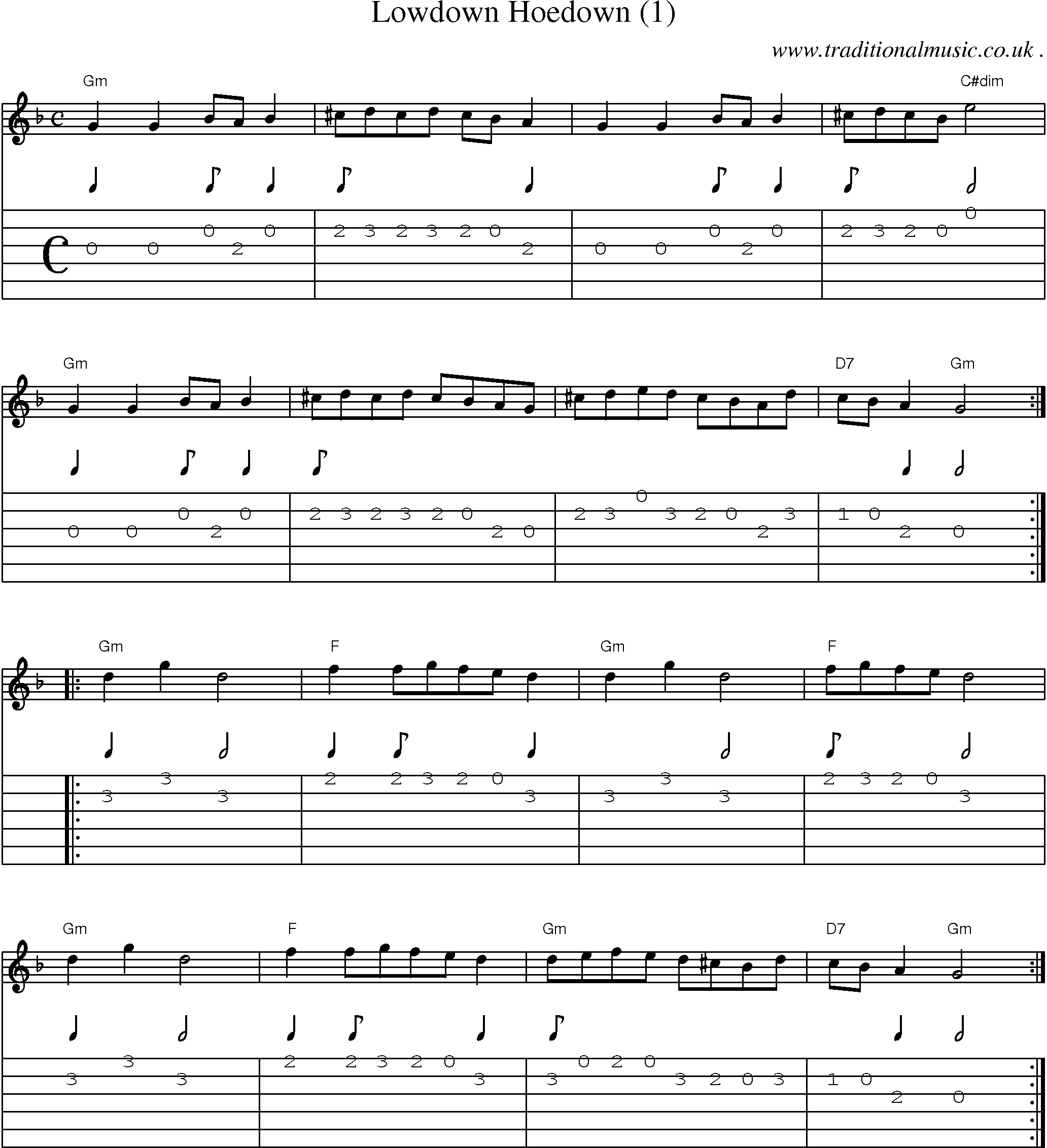Music Score and Guitar Tabs for Lowdown Hoedown (1)