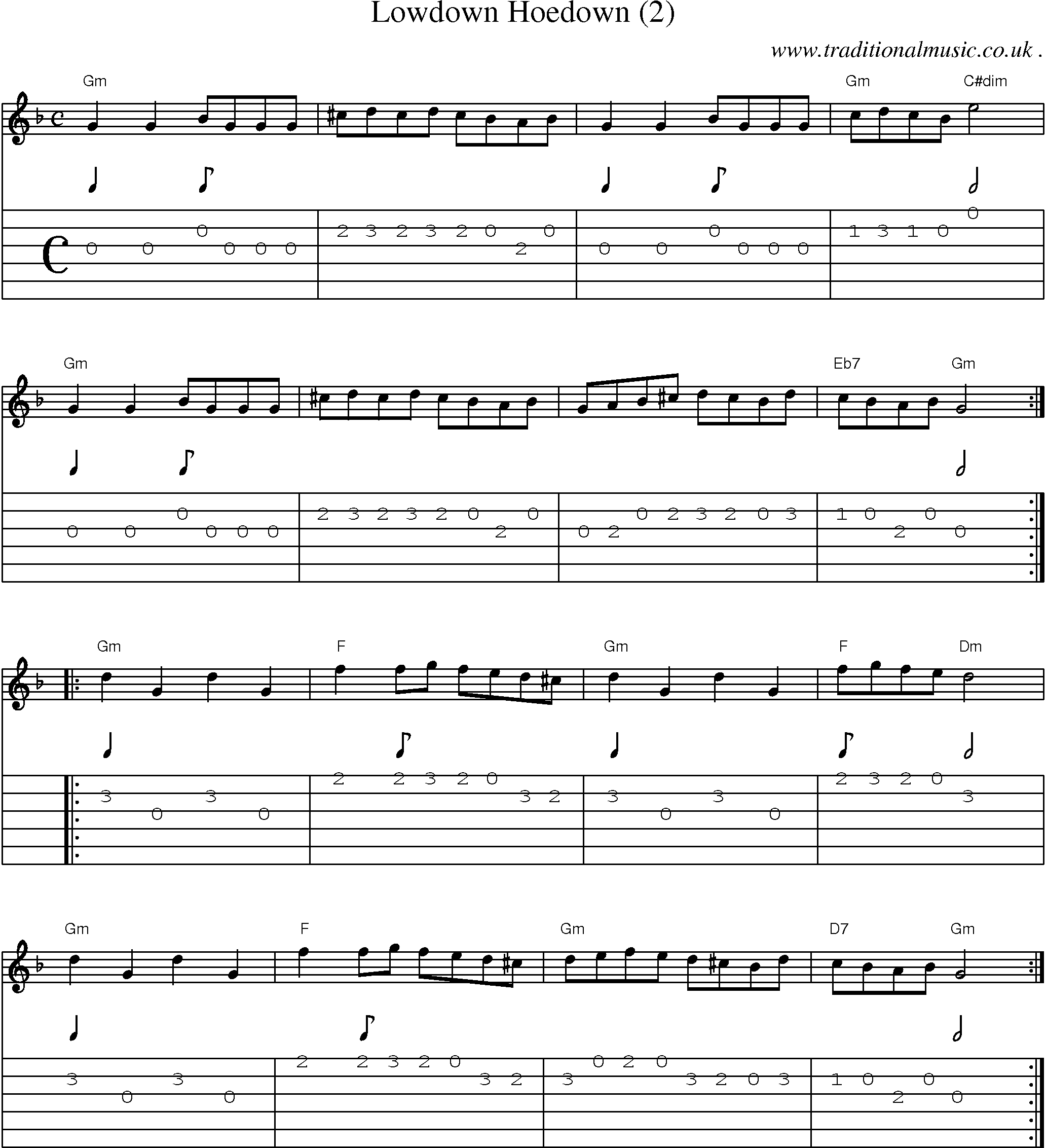 Music Score and Guitar Tabs for Lowdown Hoedown (2)