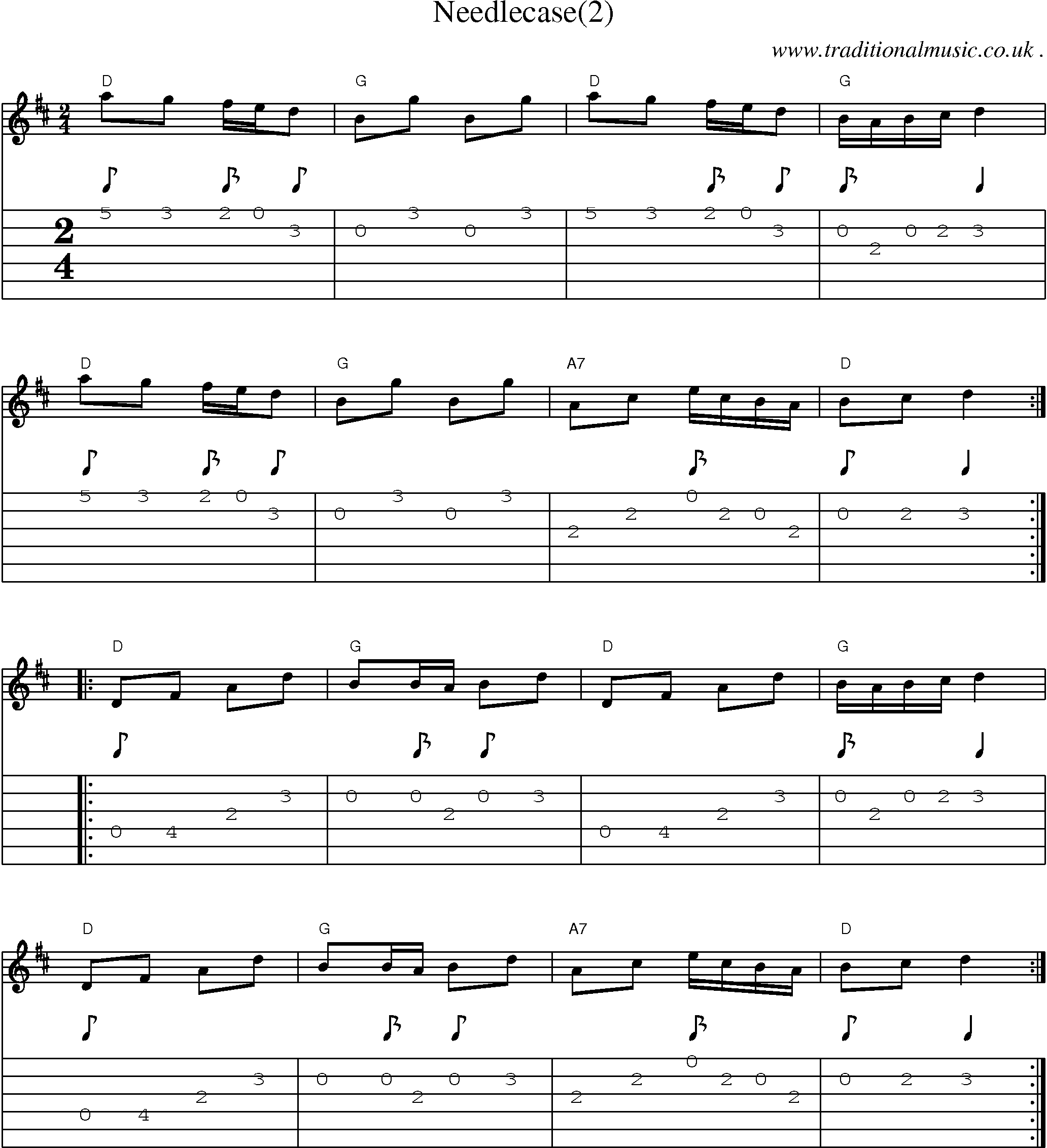 Music Score and Guitar Tabs for Needlecase(2)