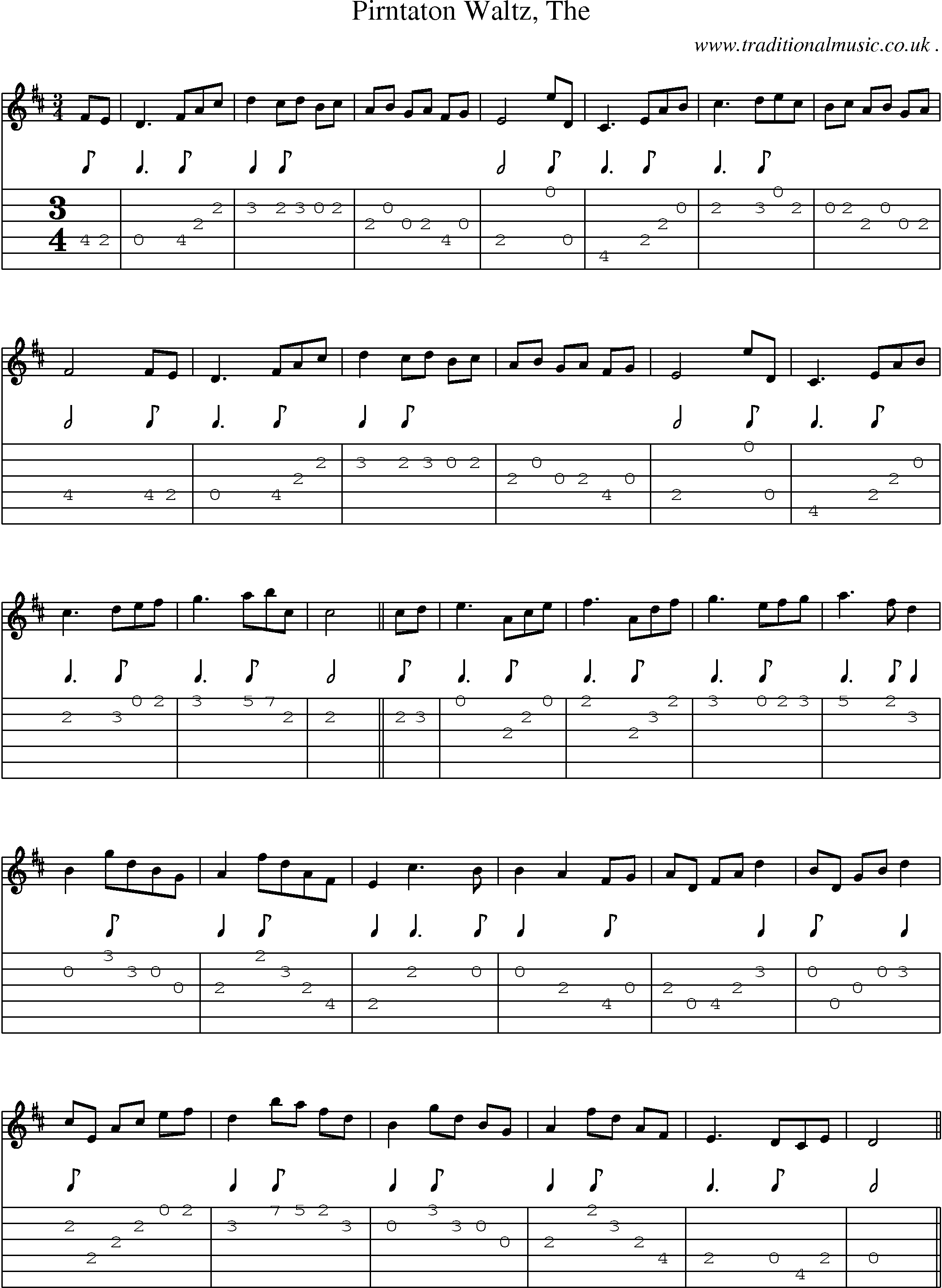 Music Score and Guitar Tabs for Pirntaton Waltz The