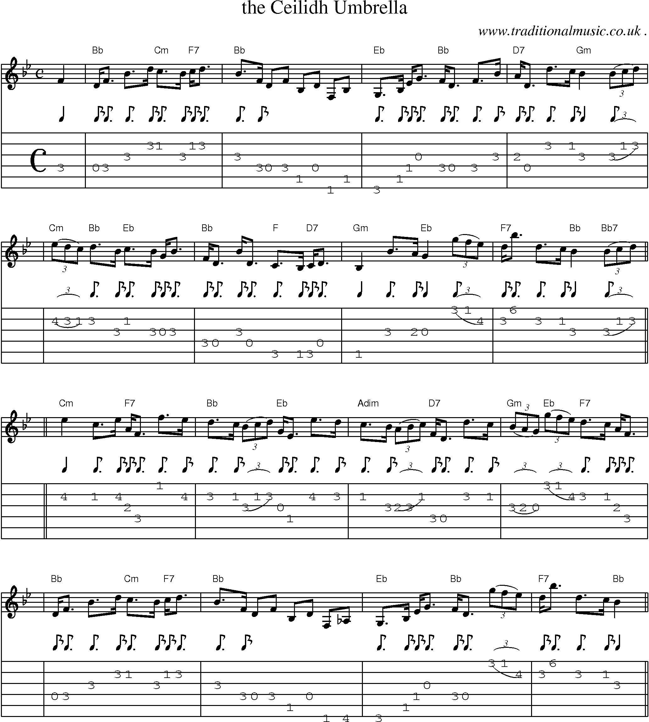 Music Score and Guitar Tabs for The Ceilidh Umbrella