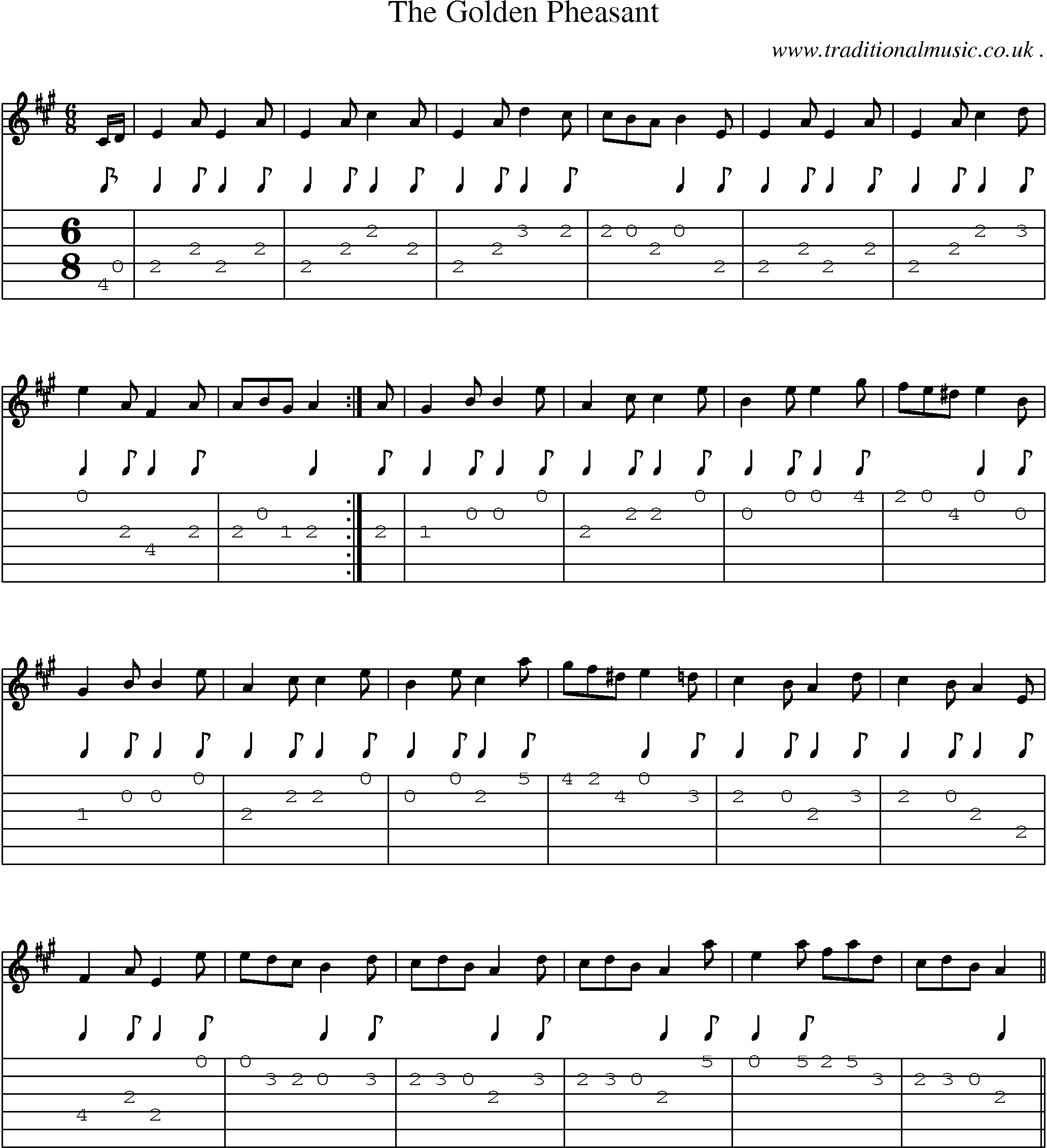 Music Score and Guitar Tabs for The Golden Pheasant