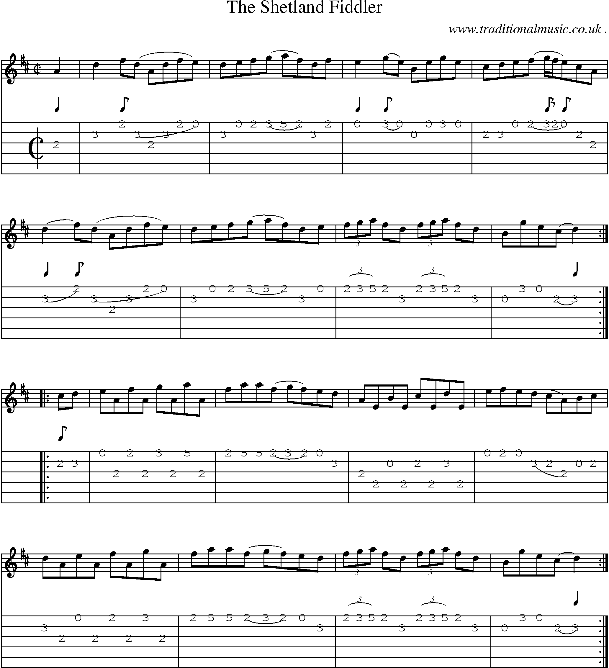Music Score and Guitar Tabs for The Shetland Fiddler