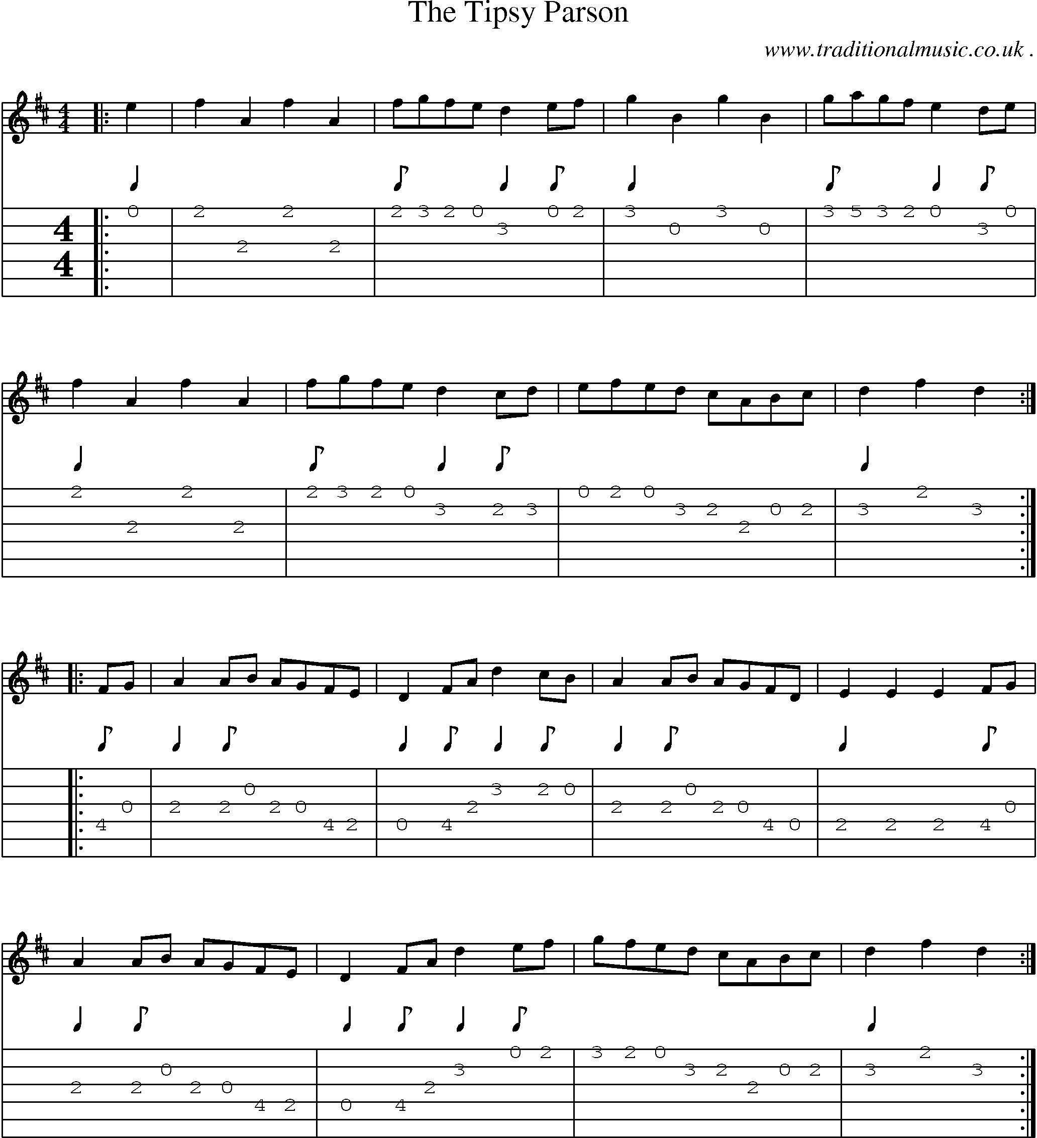 Music Score and Guitar Tabs for The Tipsy Parson