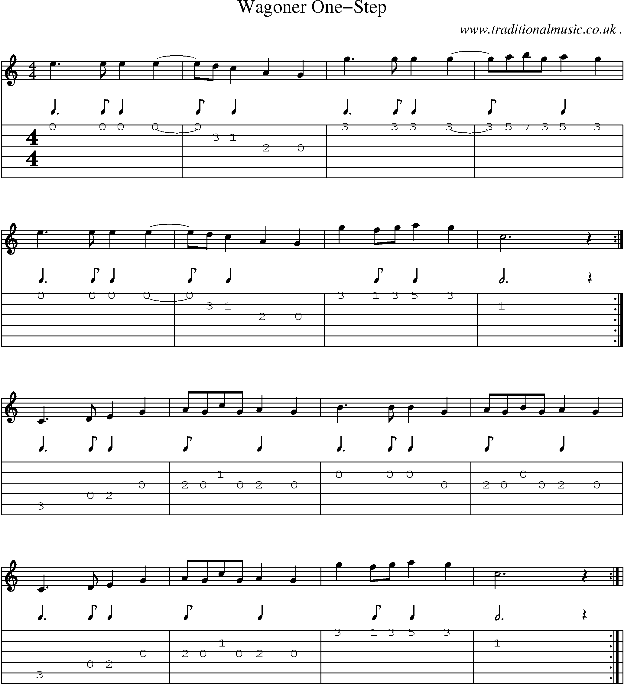 Music Score and Guitar Tabs for Wagoner One-step