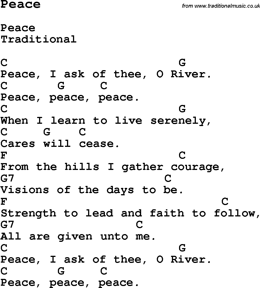Traditional Song Peace with Chords, Tabs and Lyrics