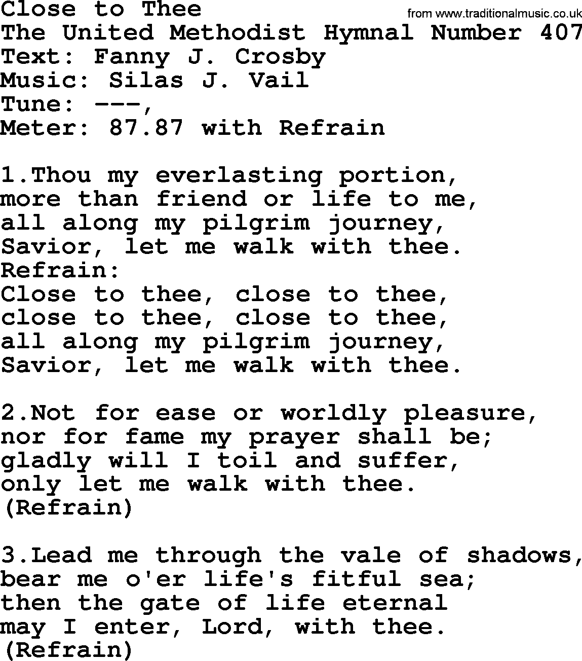Ascensiontide Hynms collection, Hymn: Close To Thee, lyrics and PDF