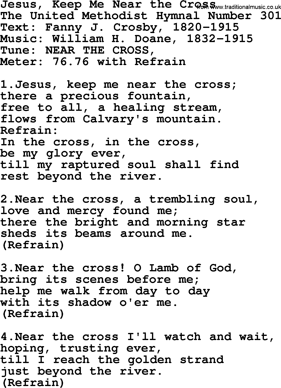 Ascensiontide Hynms collection, Hymn: Jesus, Keep Me Near The Cross, lyrics and PDF