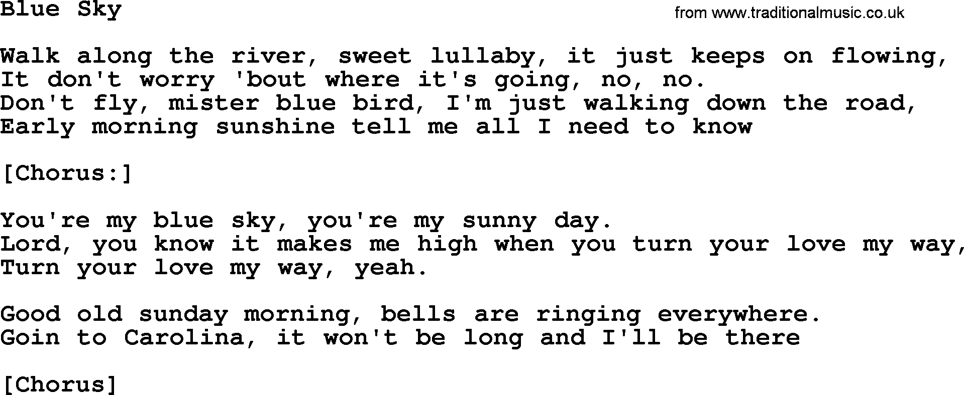 Joan Baez song Blue Sky, lyrics