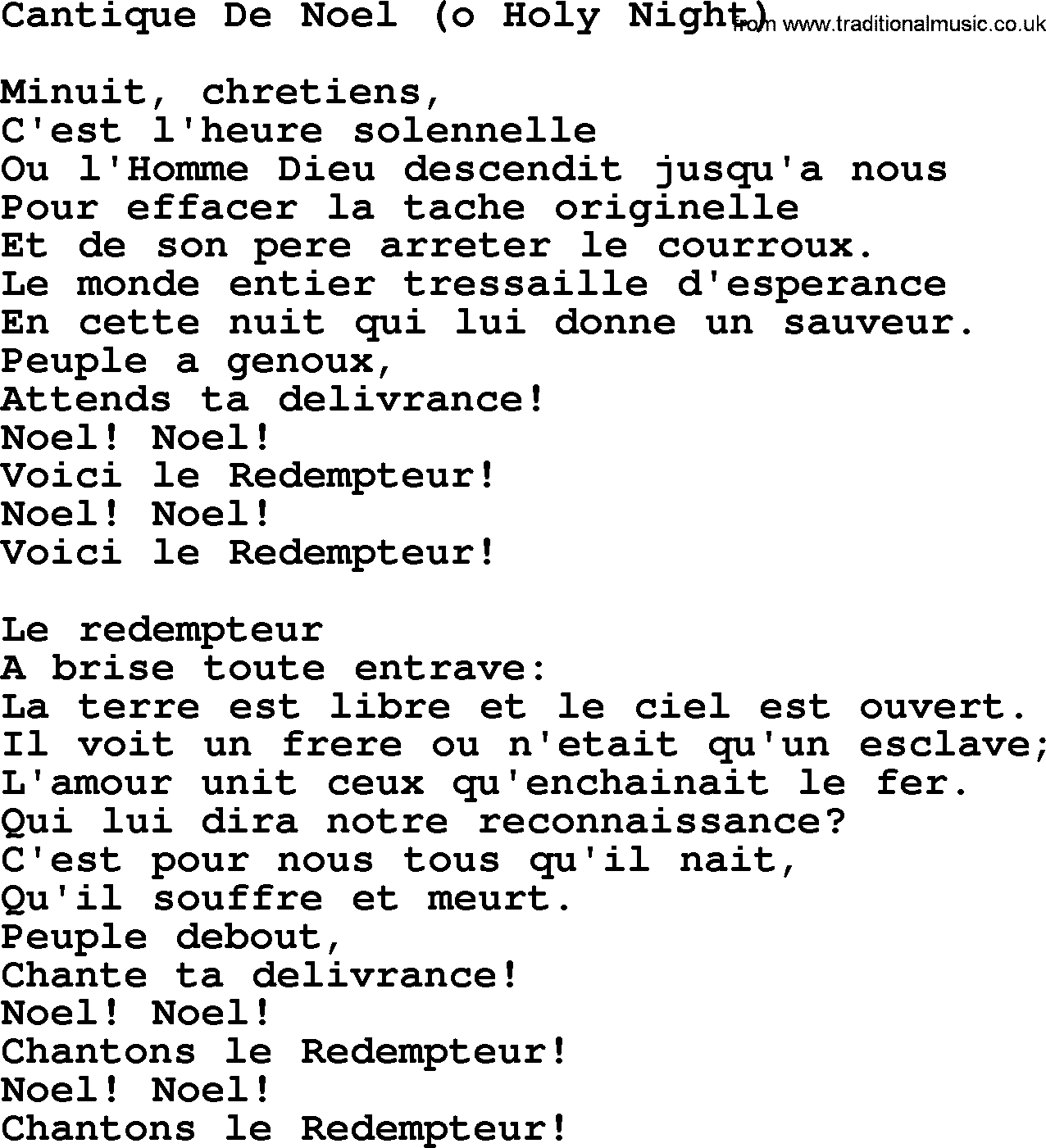 Joan Baez song Cantique De Noel(O Holy Night), lyrics