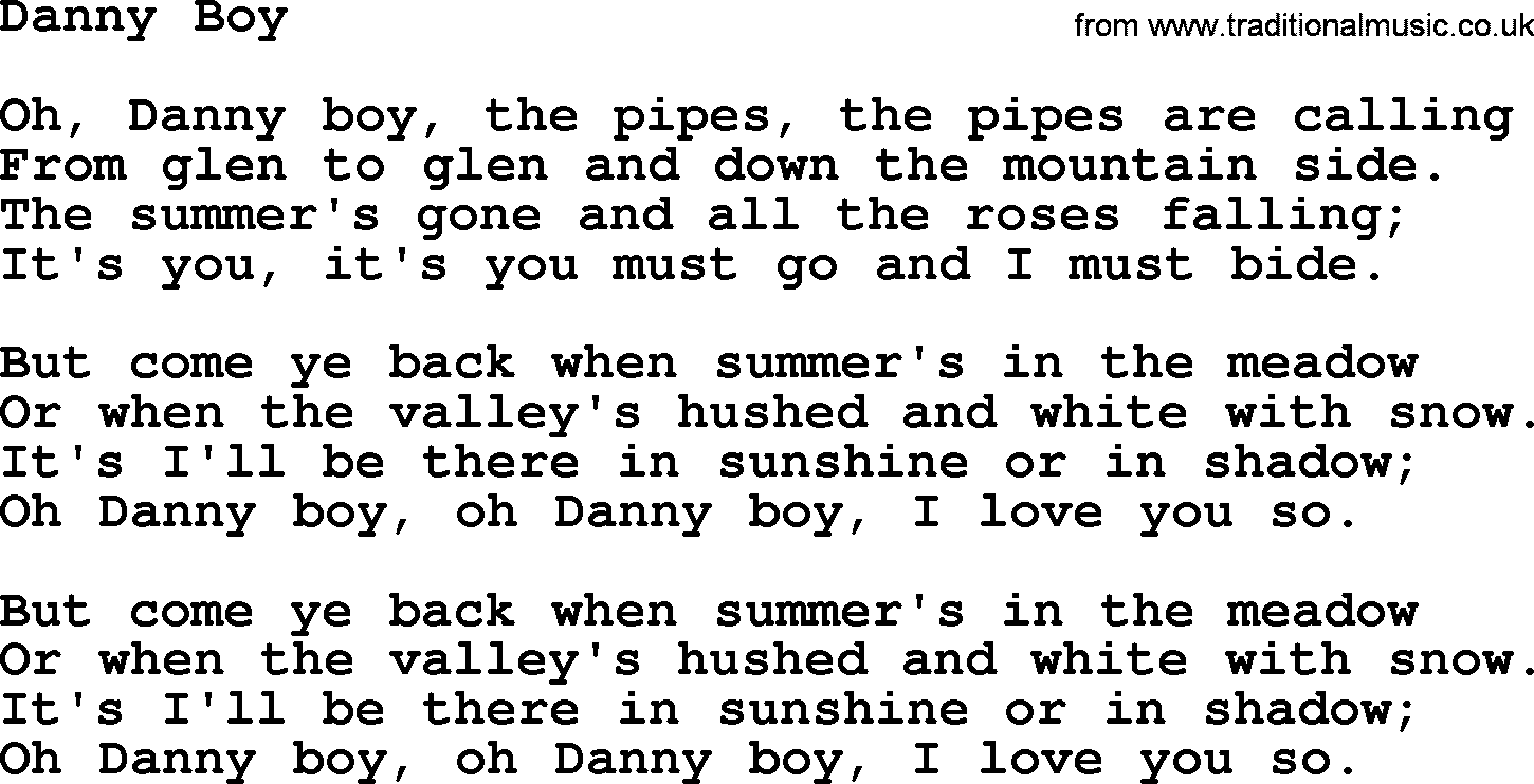 Joan Baez song Danny Boy, lyrics