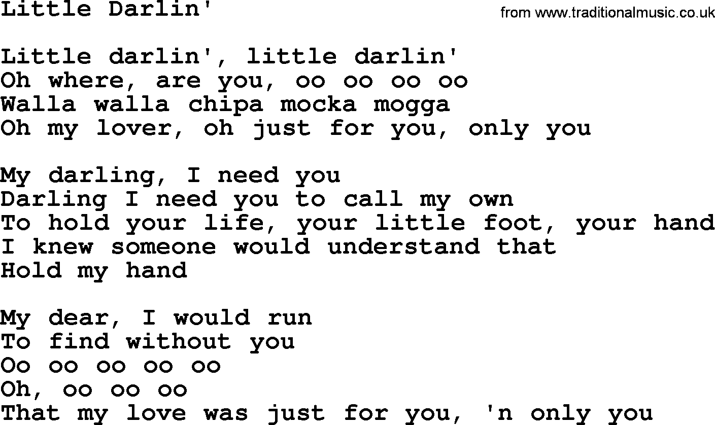 Joan Baez song Little Darlin', lyrics