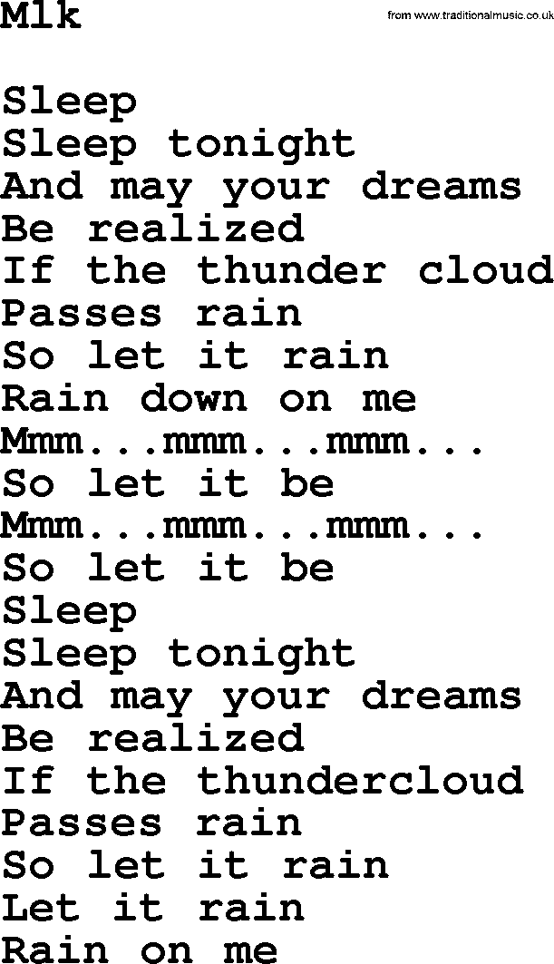 Joan Baez song Mlk, lyrics