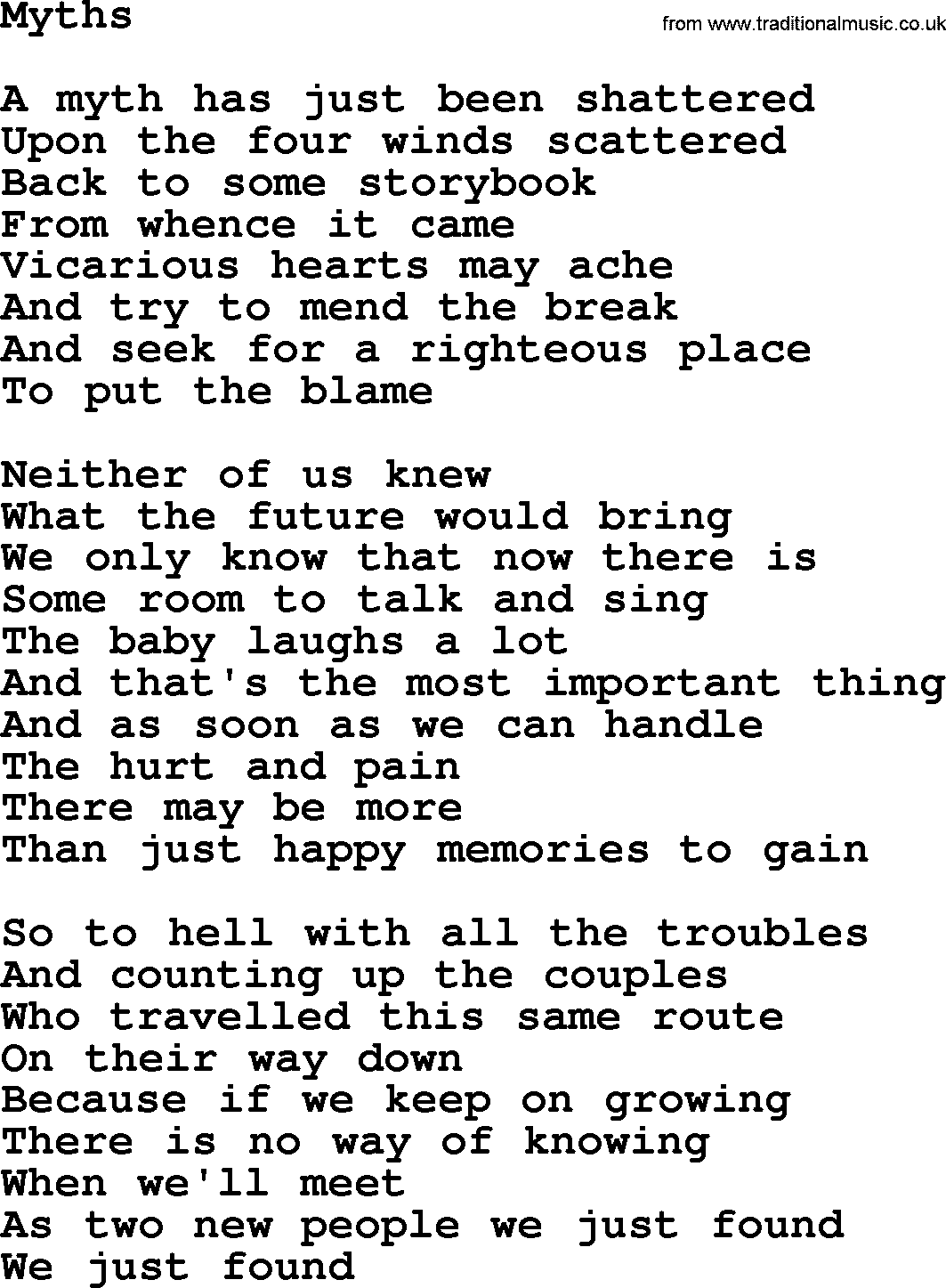 Joan Baez song Myths, lyrics