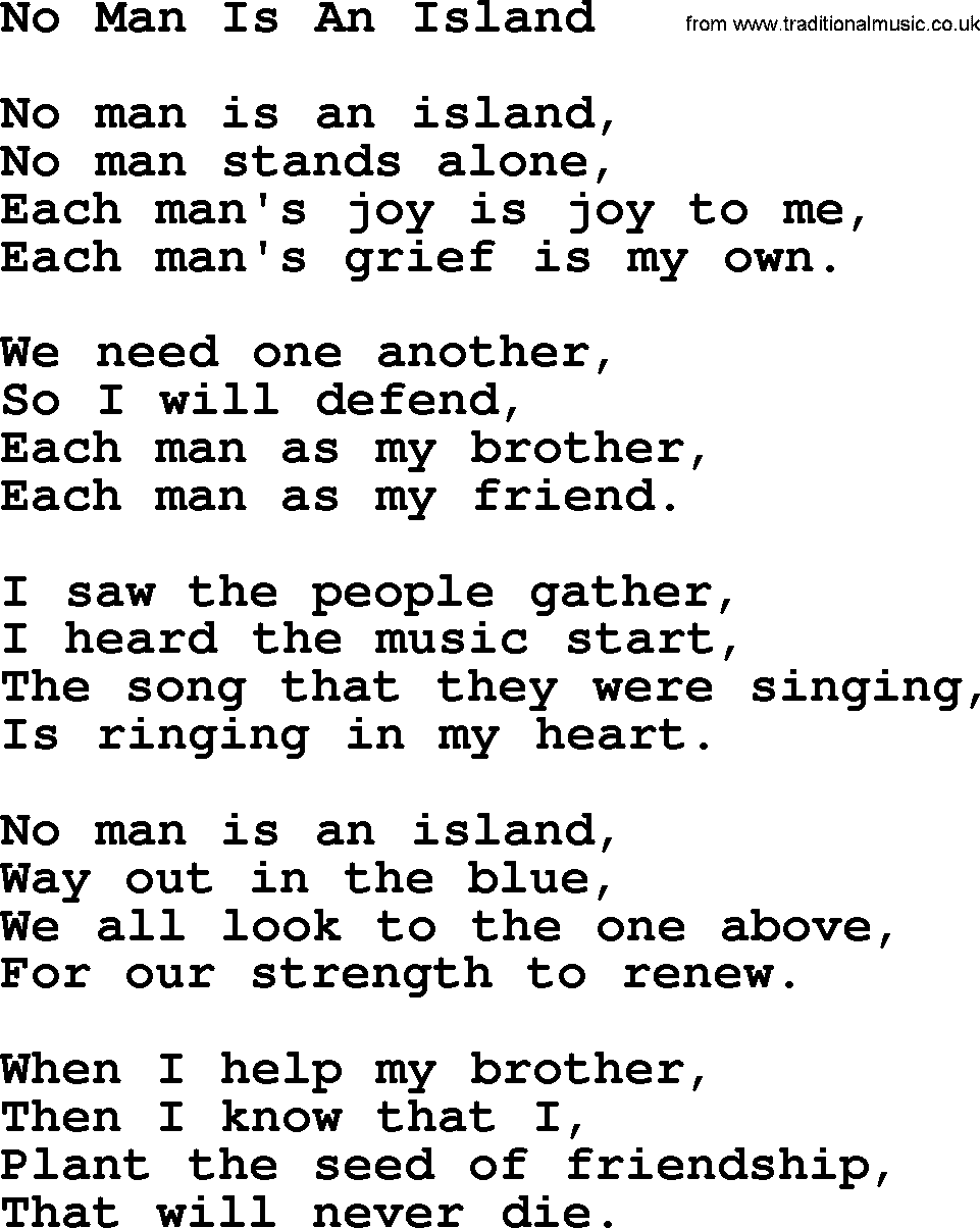 Joan Baez song No Man Is An Island, lyrics