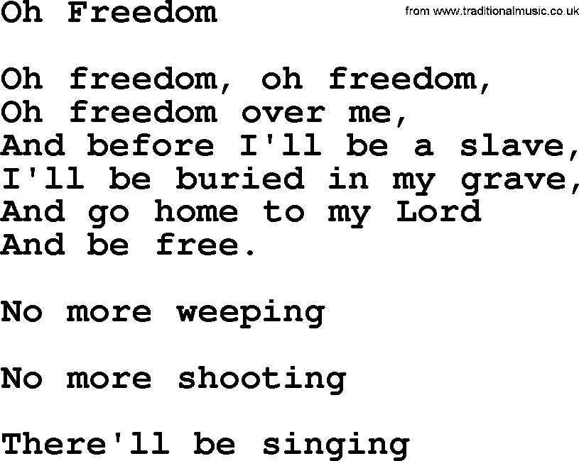 Joan Baez song Oh Freedom, lyrics