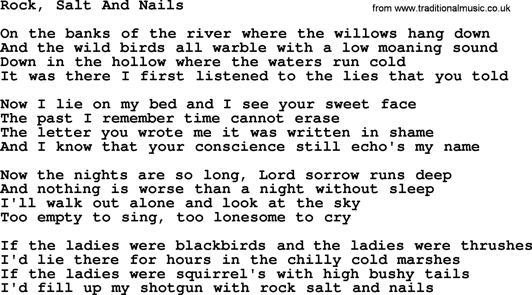 Joan Baez song Rock, Salt And Nails, lyrics