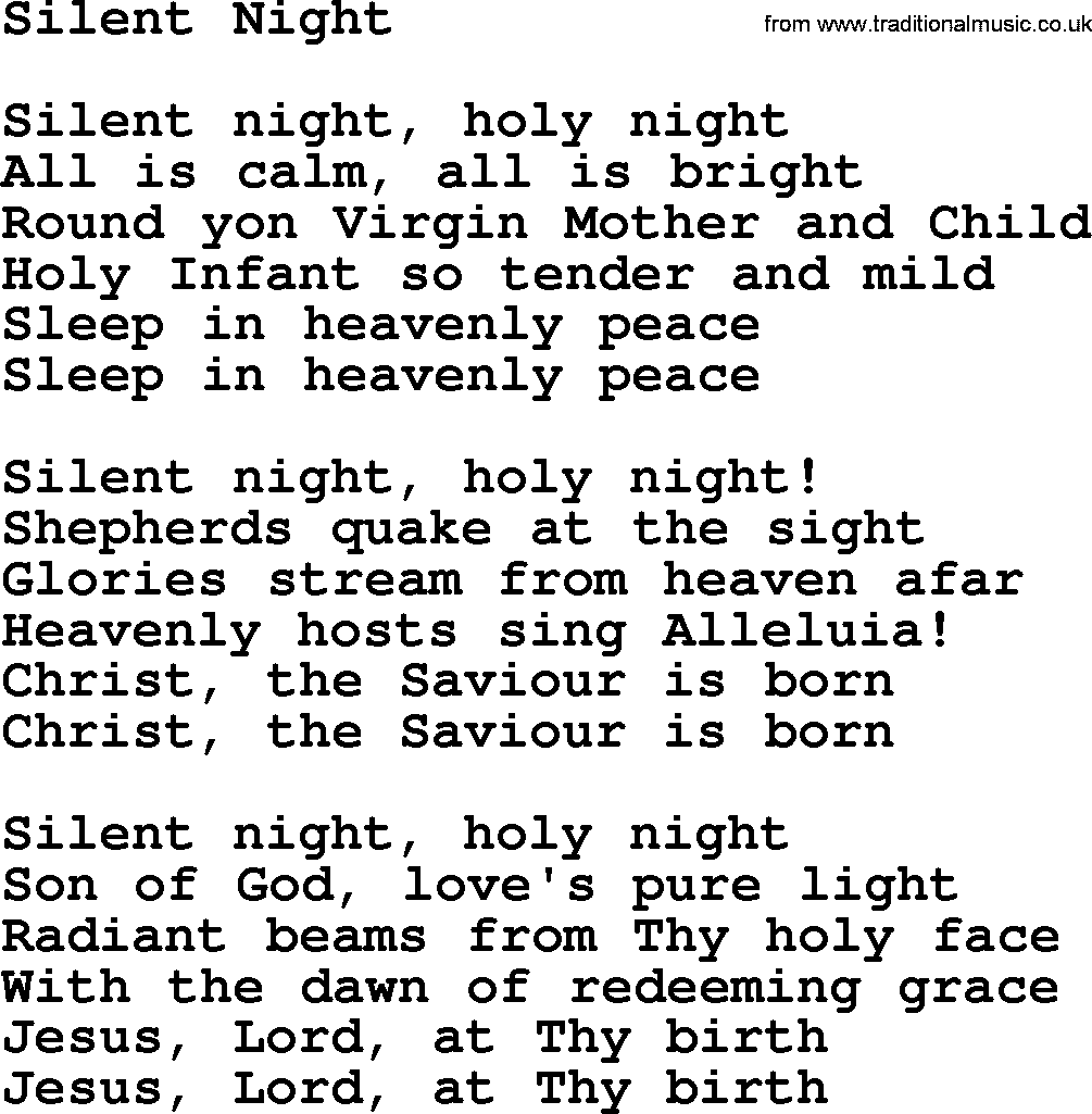 Joan Baez song Silent Night, lyrics