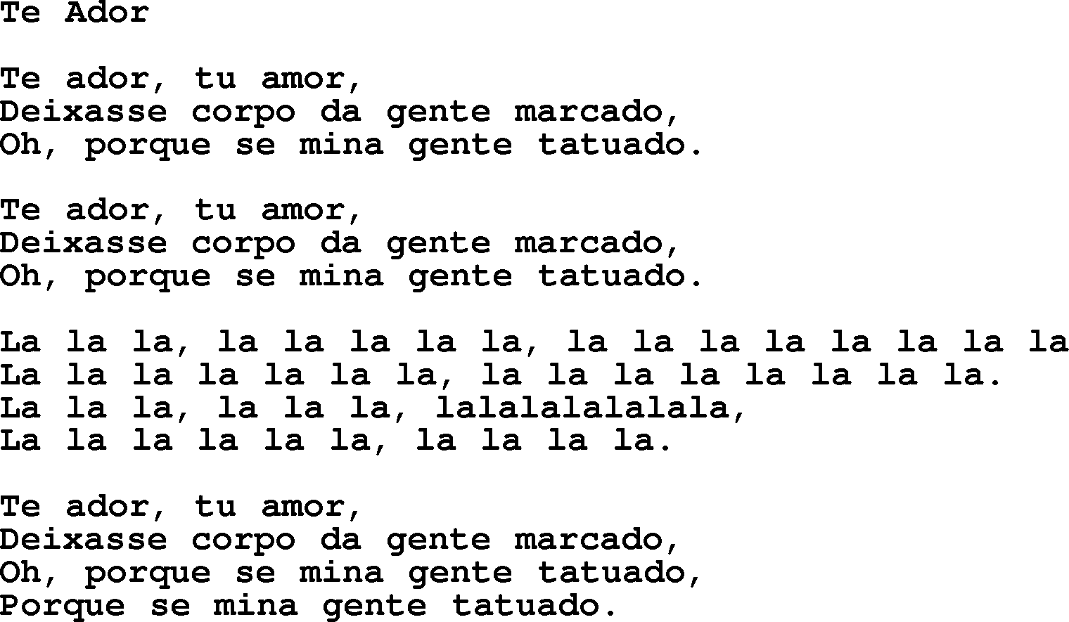 Joan Baez song Te Ador, lyrics