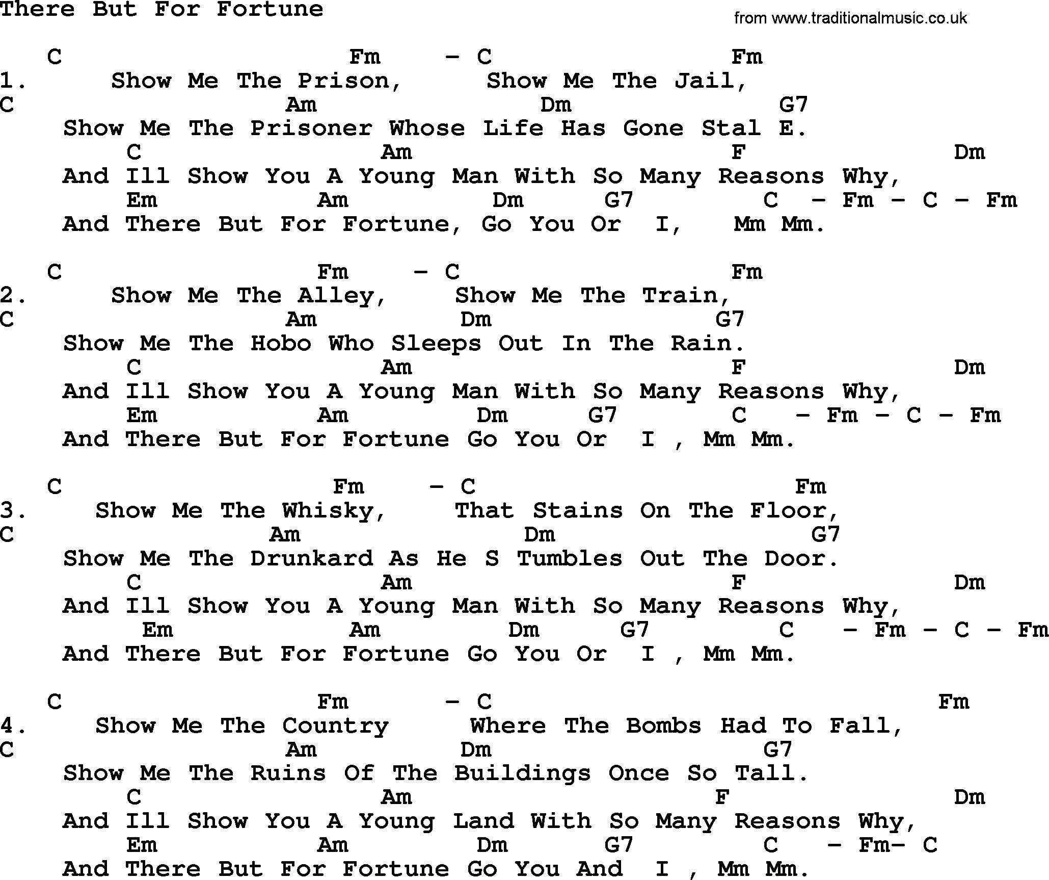 Joan Baez song There But For For Tune lyrics and chords