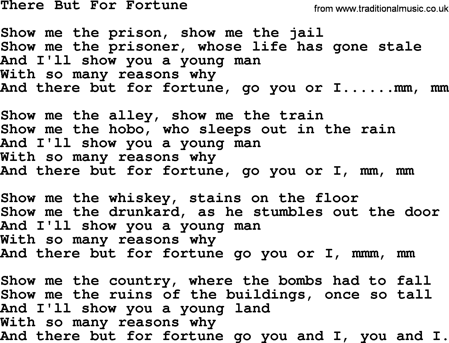 Joan Baez song There But For Fortune, lyrics