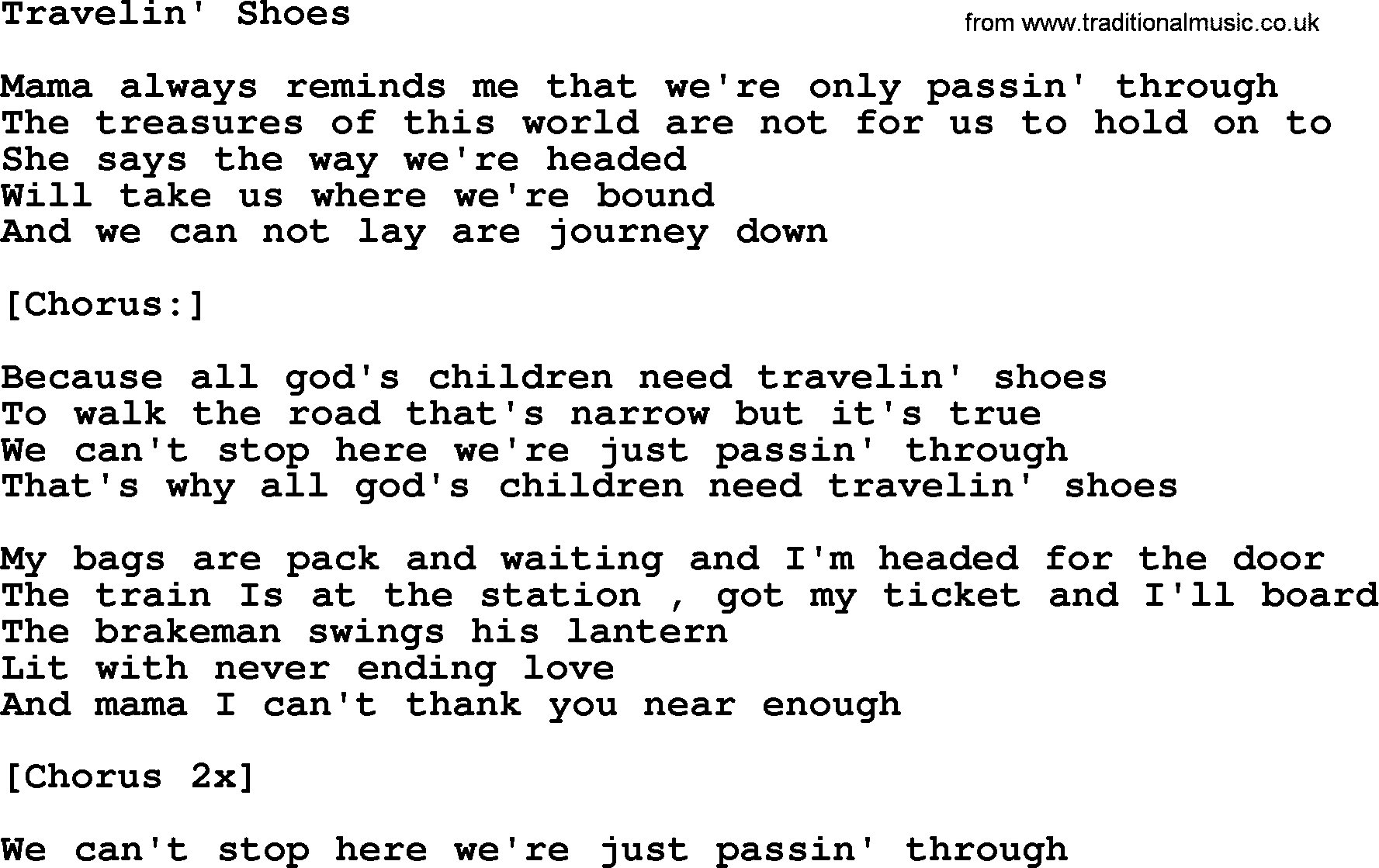 Joan Baez song Travelin' Shoes, lyrics